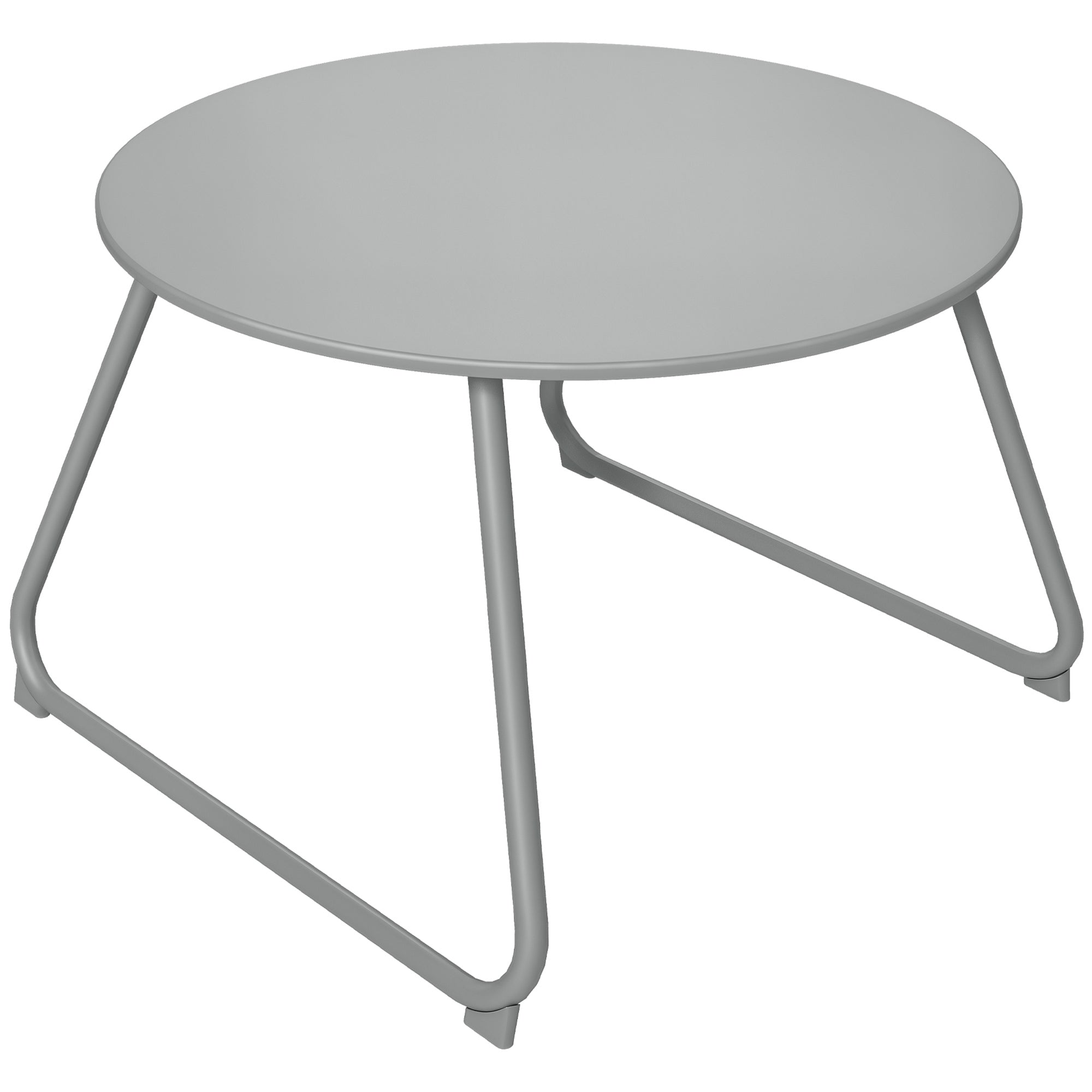Round garden coffee table, outdoor side table, Ø60 cm, adjustable non-slip pads, epoxy metal, grey