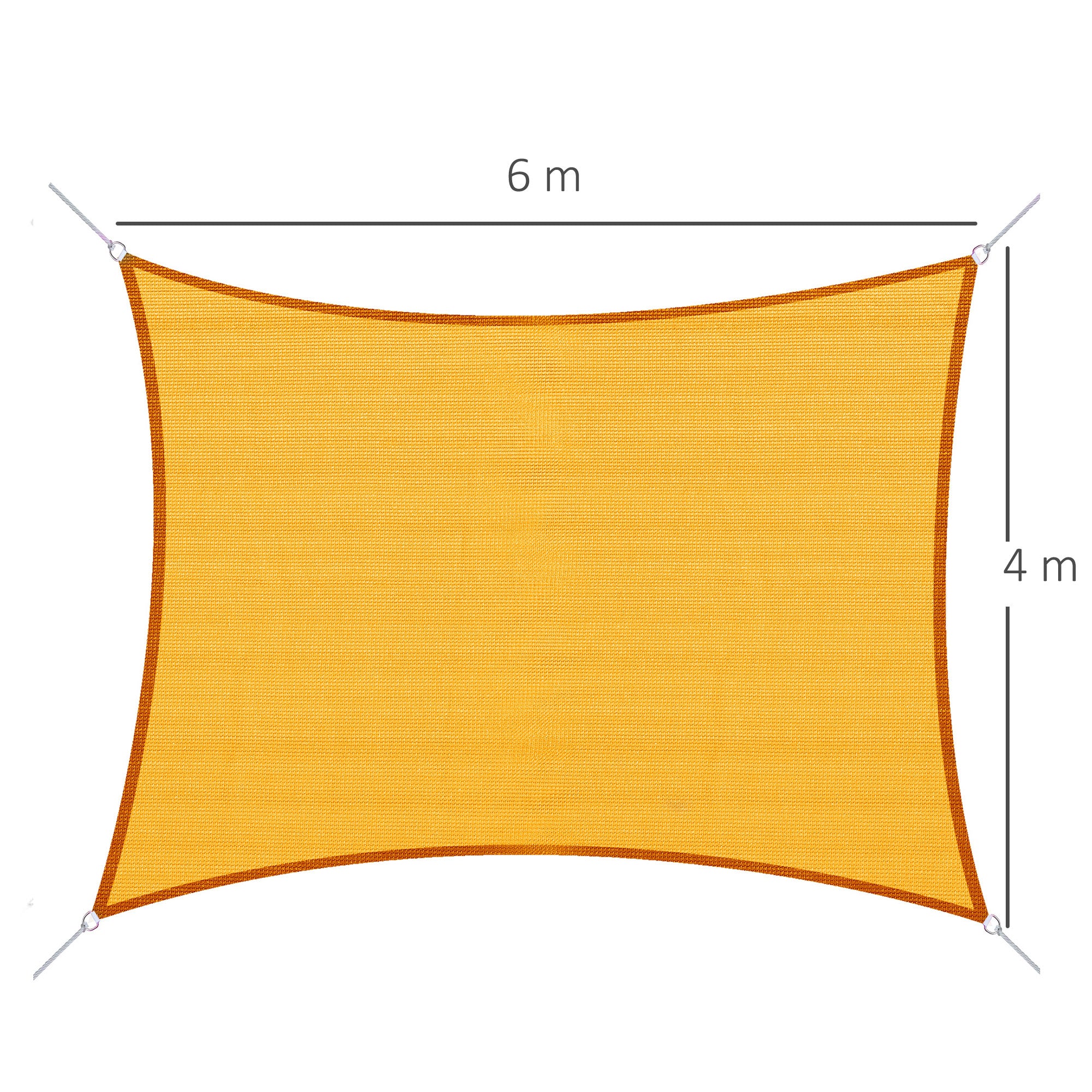 Rectangular HDPE Sun Shade Sail 6W x 4L meters Yellow