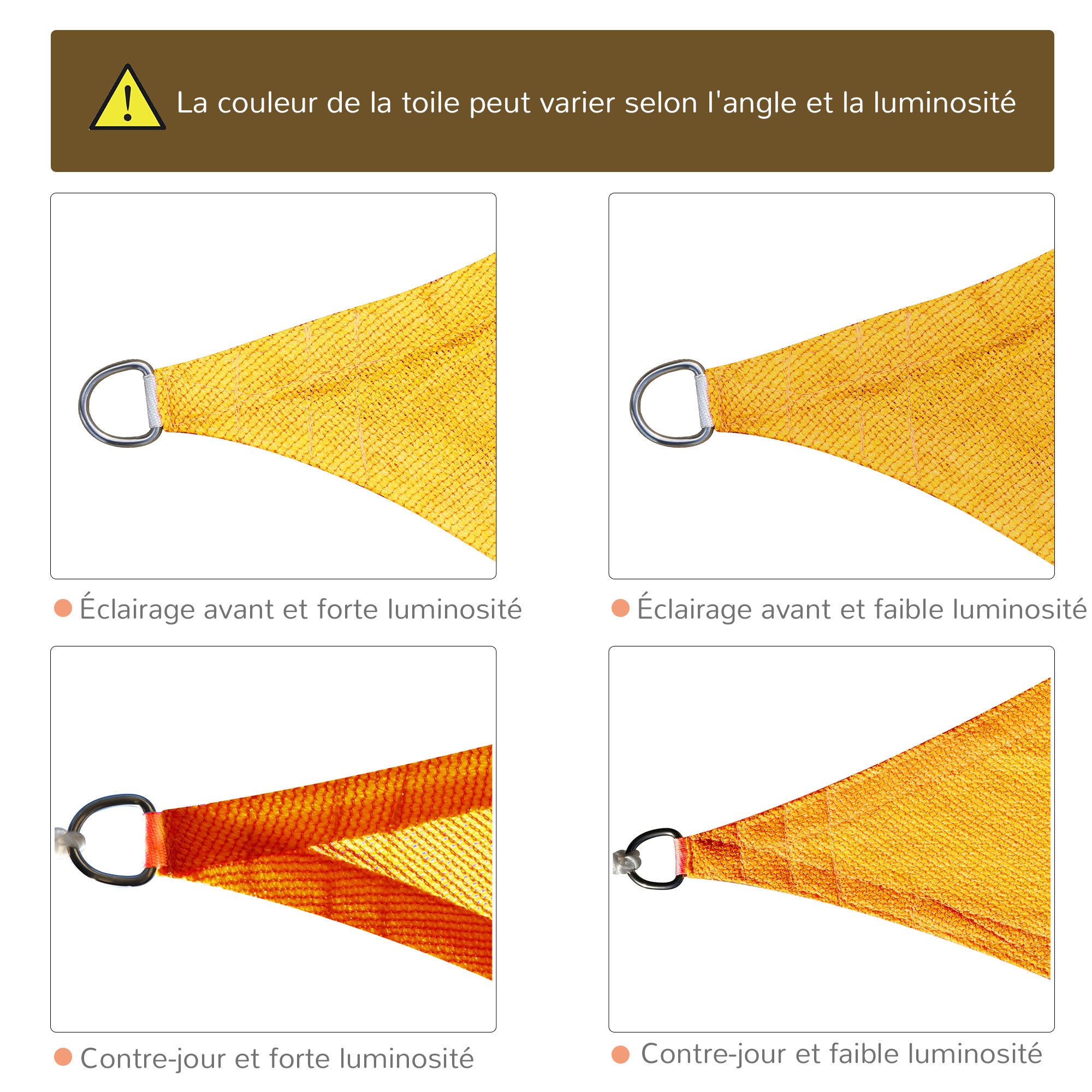 Rectangular HDPE Sun Shade Sail 6W x 4L meters Yellow