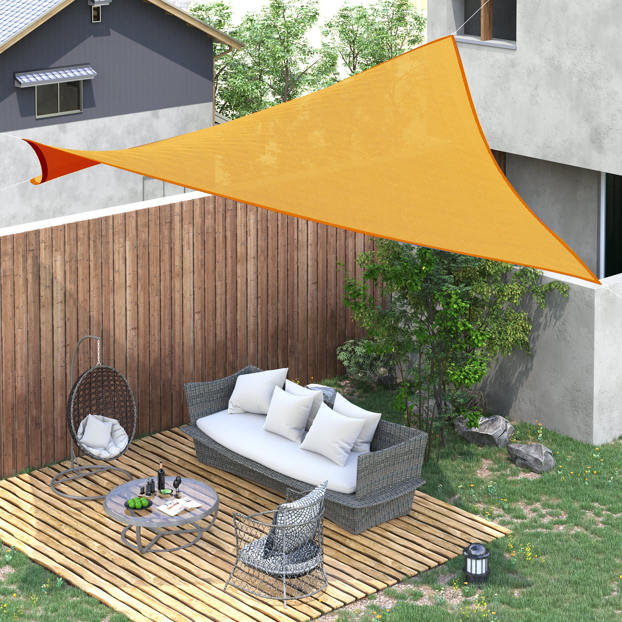 Rectangular HDPE Sun Shade Sail 6W x 4L meters Yellow