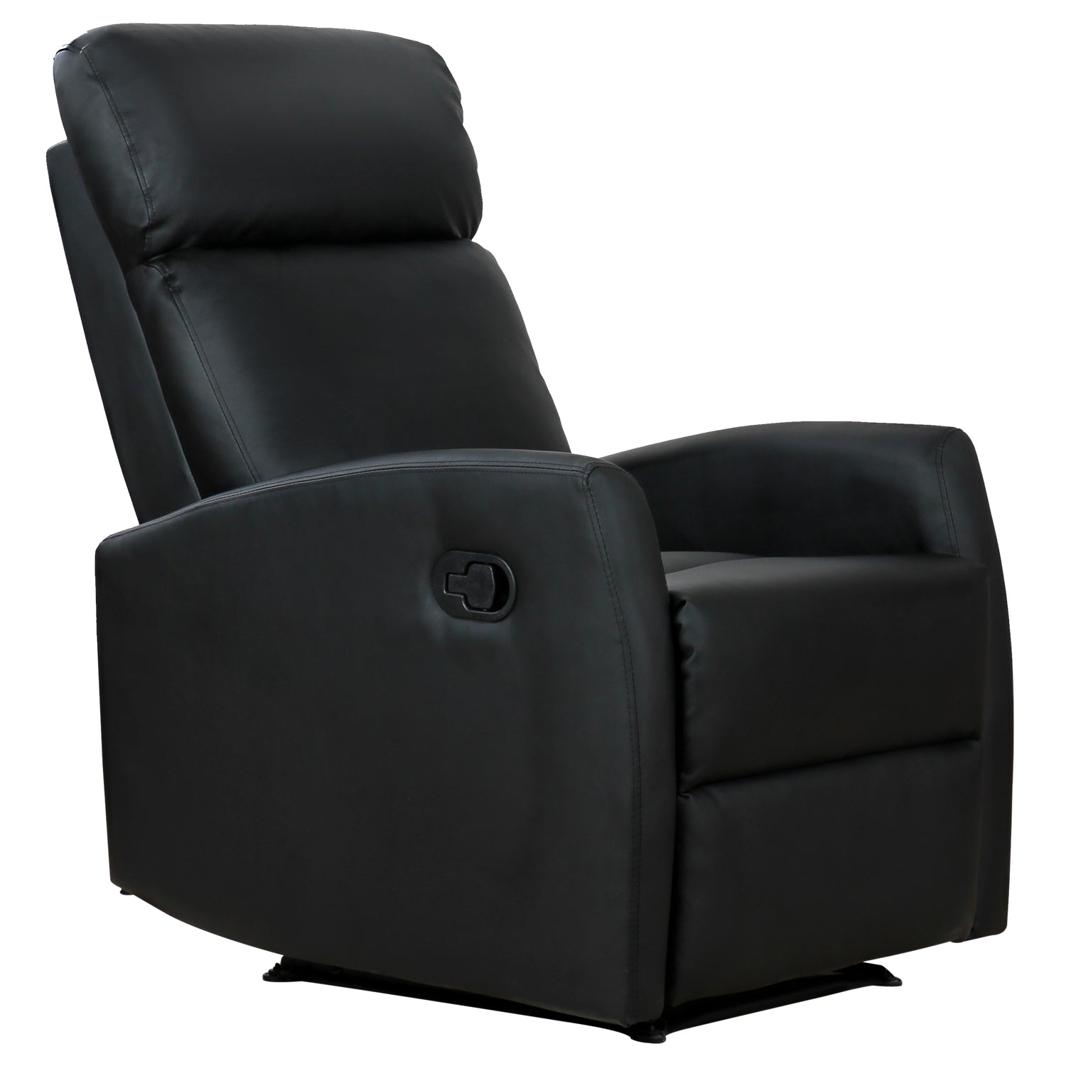 Reclining Relax Armchair, Adjustable and Ergonomic, in PU Leather with Padding, for Home and Office, 65x92x100 cm, Black