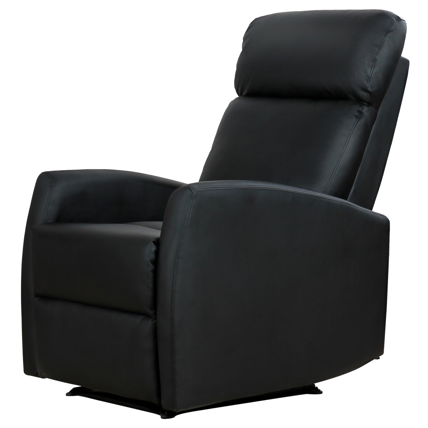 Reclining Relax Armchair, Adjustable and Ergonomic, in PU Leather with Padding, for Home and Office, 65x92x100 cm, Black