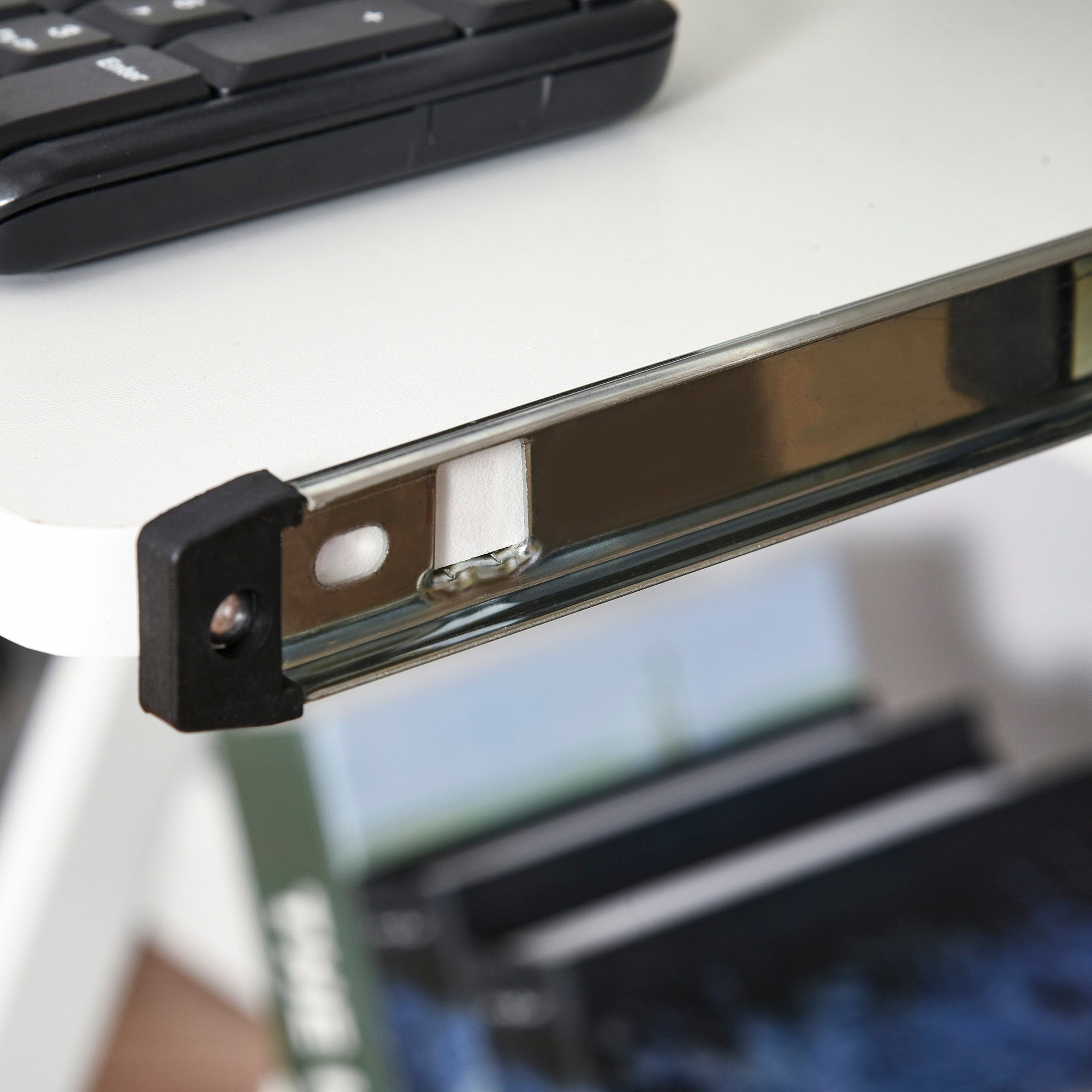 Rolling Computer Desk - Mobile Desk - Computer Table - Sliding Keyboard Shelf + Shelf - White