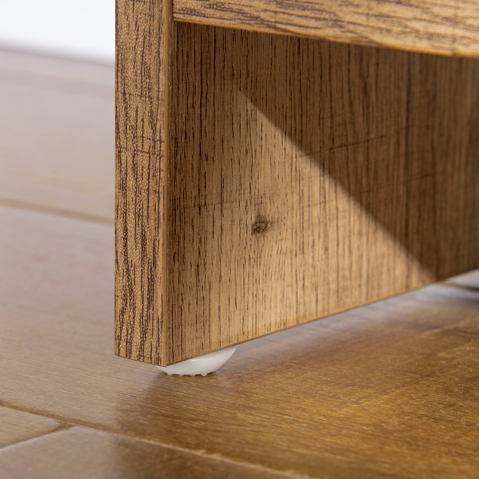 43" Industrial Design TV Stand with 2 Cupboards, 2 Niches, 2 Cable Holes, Wood Grain Finish and Black Metal Doors