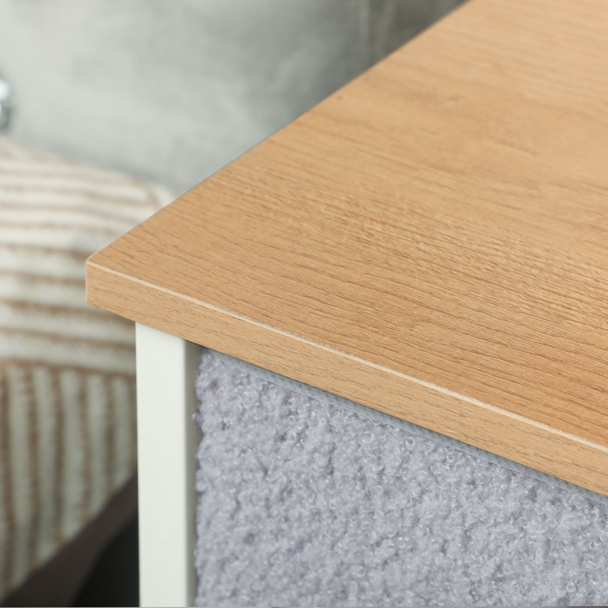 Chest of 9 Drawers Upholstered in Faux Sherpa Fabric Drawer Chest with Steel Structure Chest for Bedroom Hallway Gray
