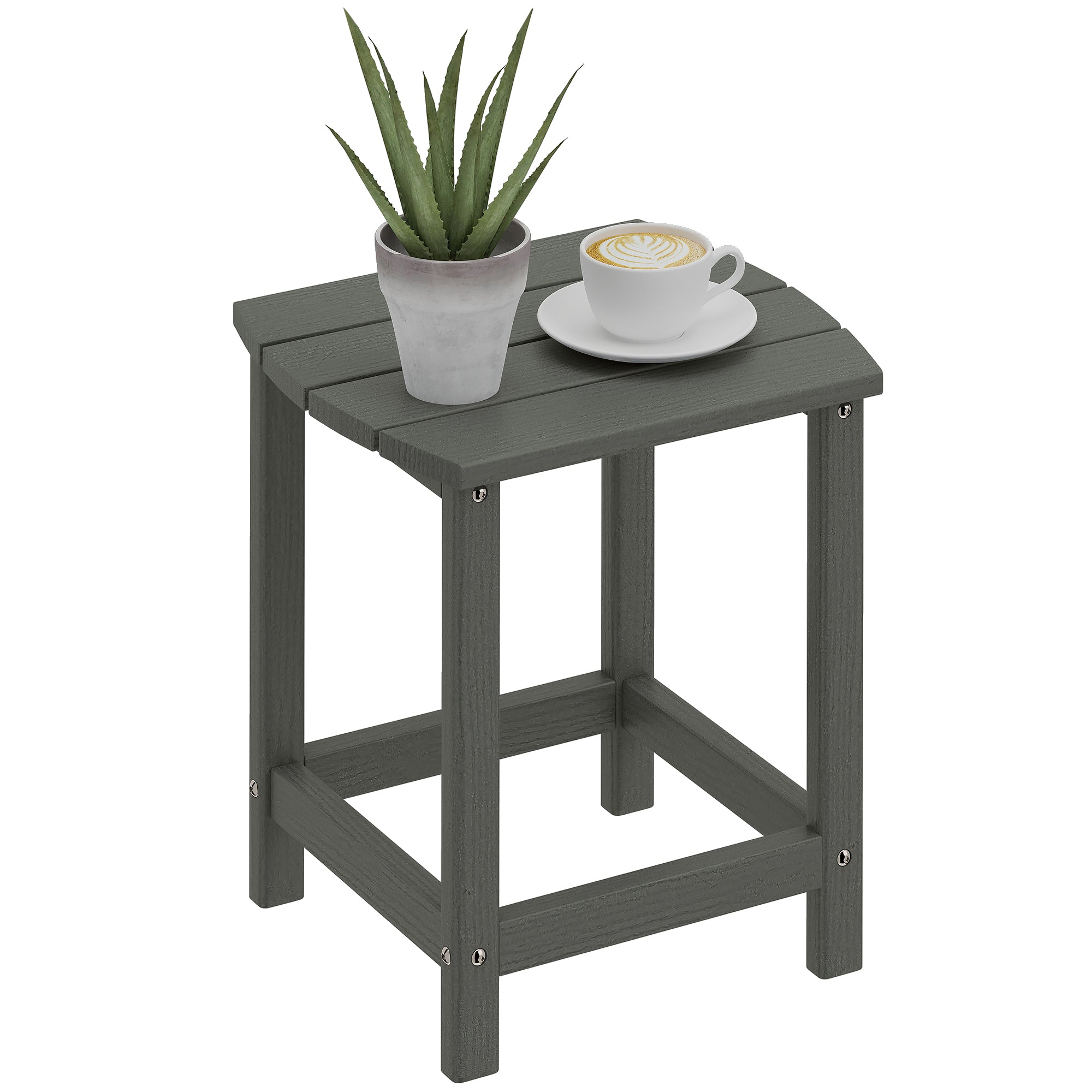 Patio Side Table 19 x 14.6 x 18.1 in, Weatherproof HDPE Balcony Table, Outdoor Dining & Camping Accent Table, Gray