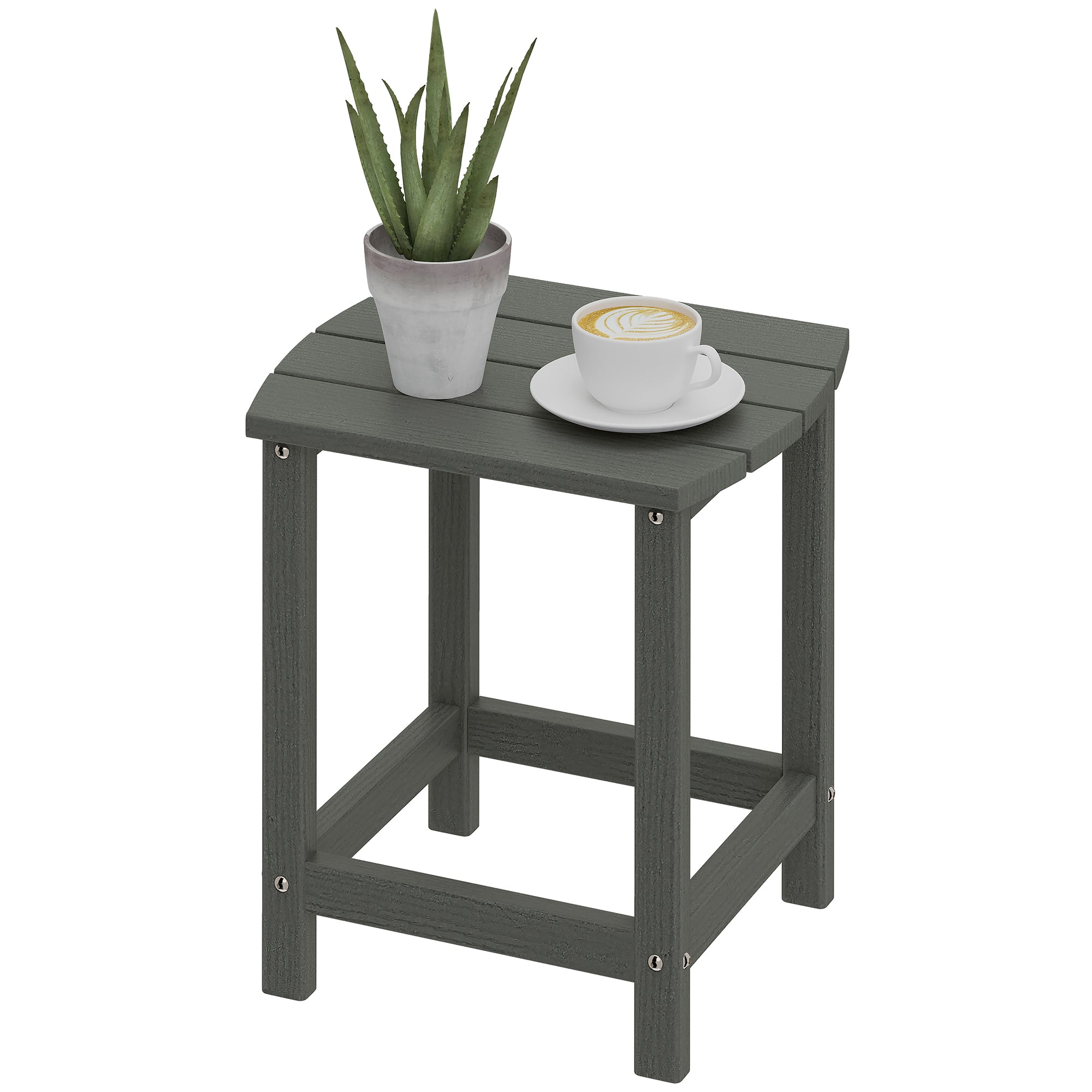 Patio Side Table 19 x 14.6 x 18.1 in, Weatherproof HDPE Balcony Table, Outdoor Dining & Camping Accent Table, Gray