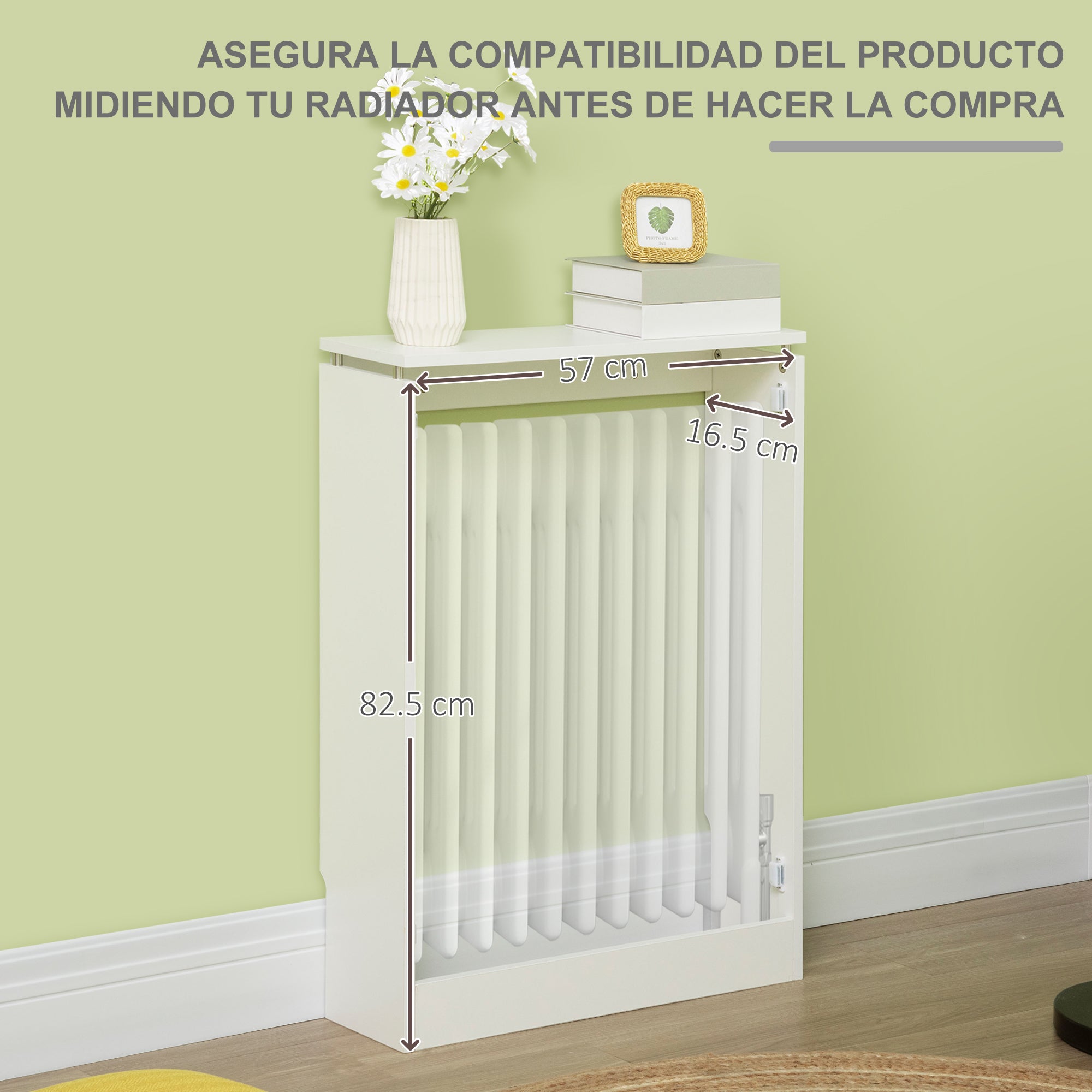Radiator Cover Modern MDF Painted Radiator Cover with Top Shelf for Living Room Bedroom Office 60x18x84 cm White