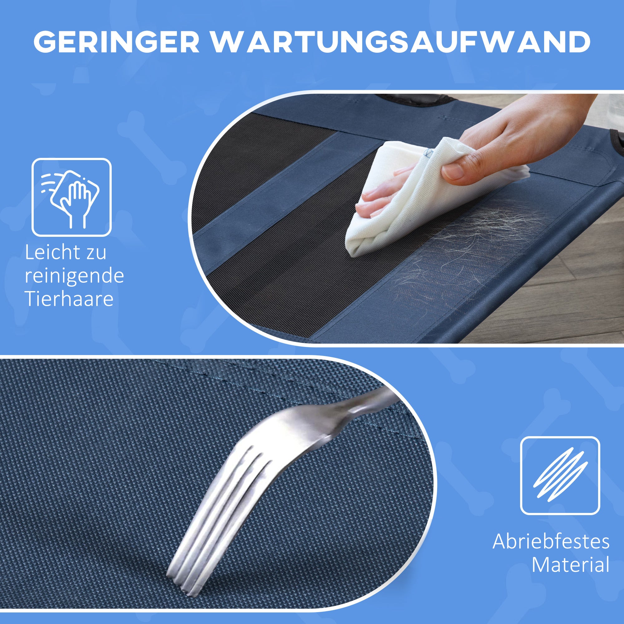 Dog Bed Outdoor Dog Cot Cat Bed Pet Bed Sleeping Place Metal Oxford Fabric Dark Blue 122 x 92 x 23 cm