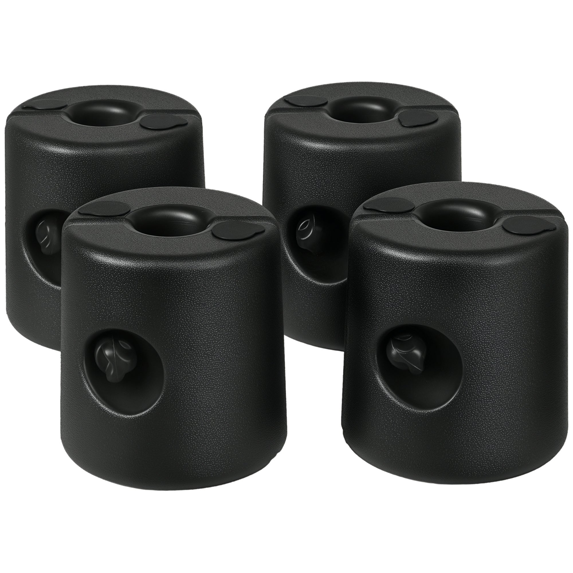 Pack of 4 Weights for Folding Tents Fillable Supports with 9.2 kg of Water or 12 kg of Sand Gazebo Weights with Fixing Knobs Ø24x25.5 cm Black