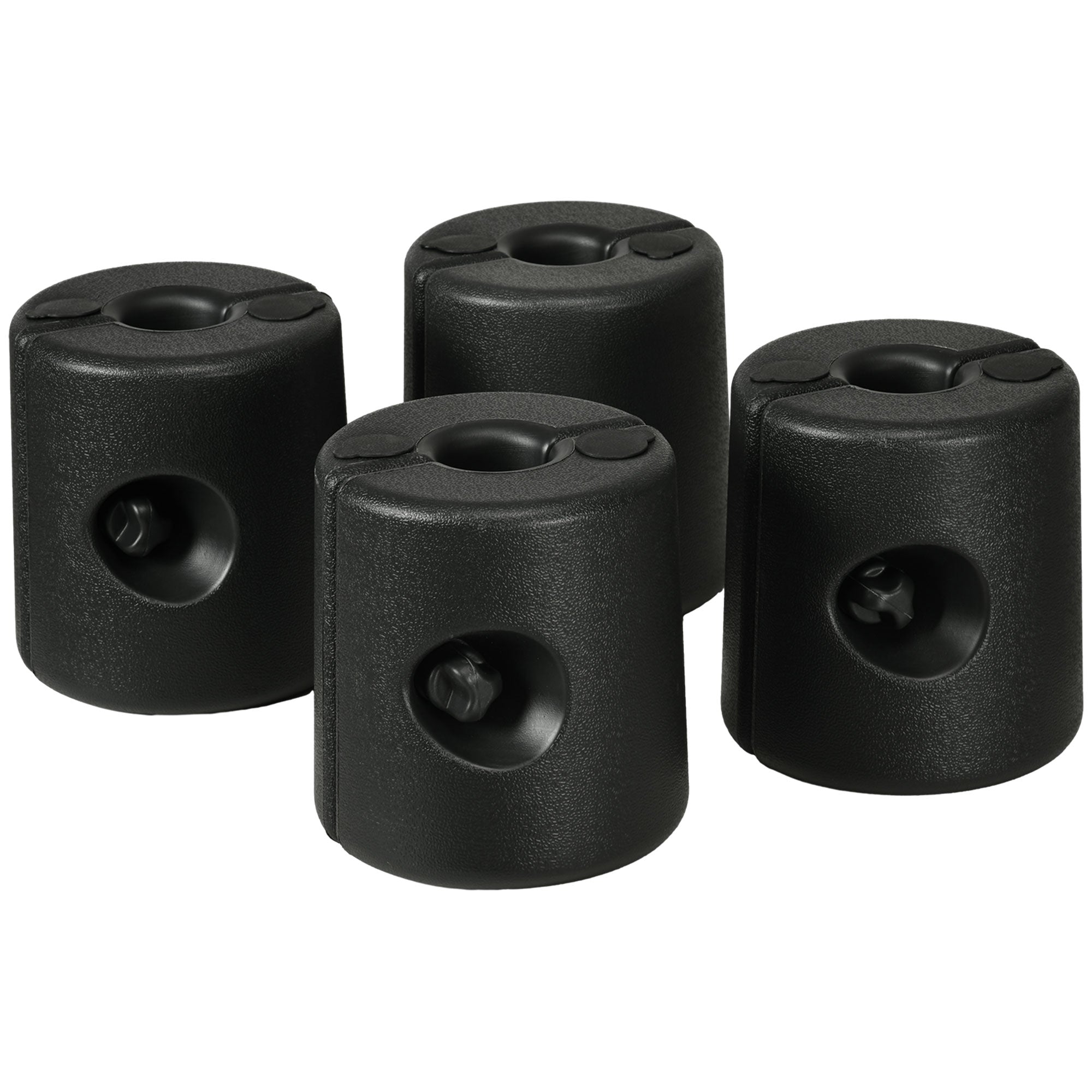 Pack of 4 Weights for Folding Tents Fillable Supports with 9.2 kg of Water or 12 kg of Sand Gazebo Weights with Fixing Knobs Ø24x25.5 cm Black