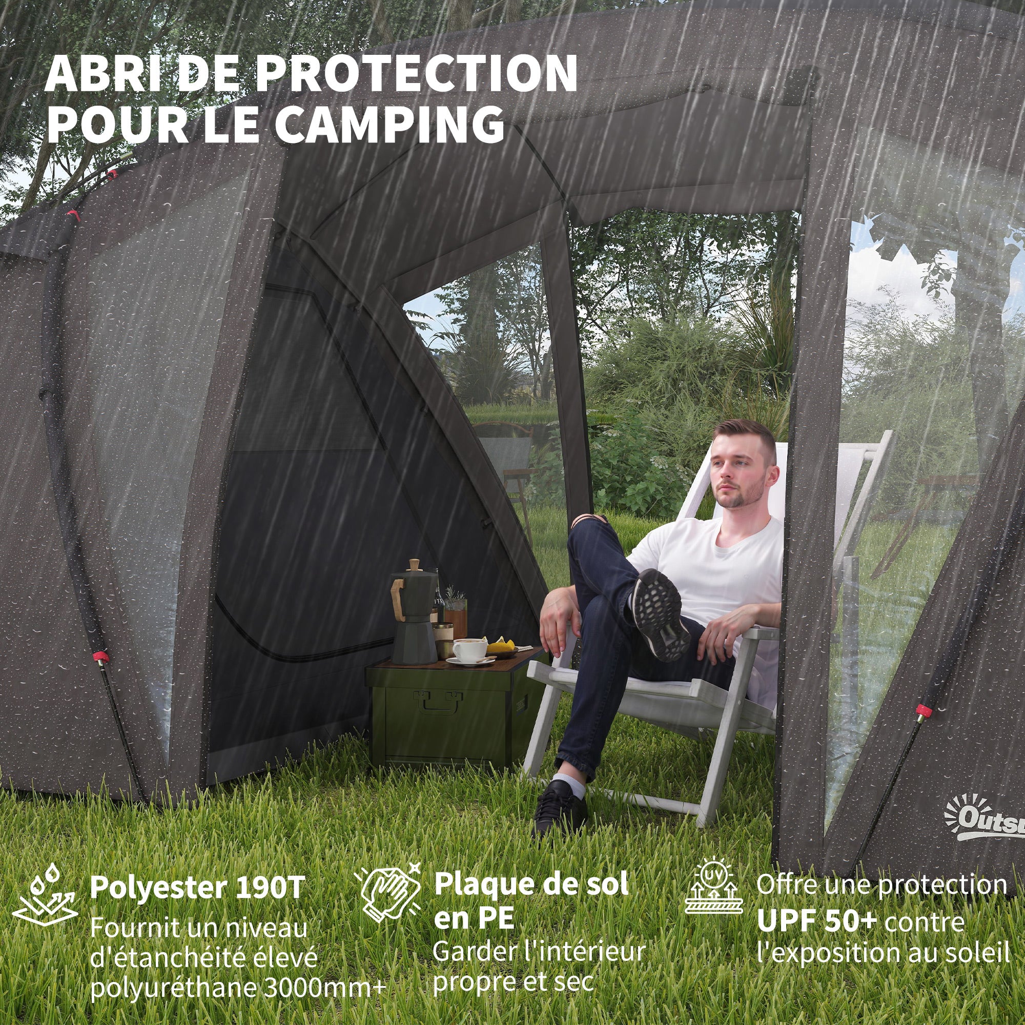 Family Camping Tent for 4-6 People, 3000mm Waterproof Tunnel Tent with 2 Doors, Windows, Carry Bag, Groundsheet for Camping Travel Hiking Garden, Black