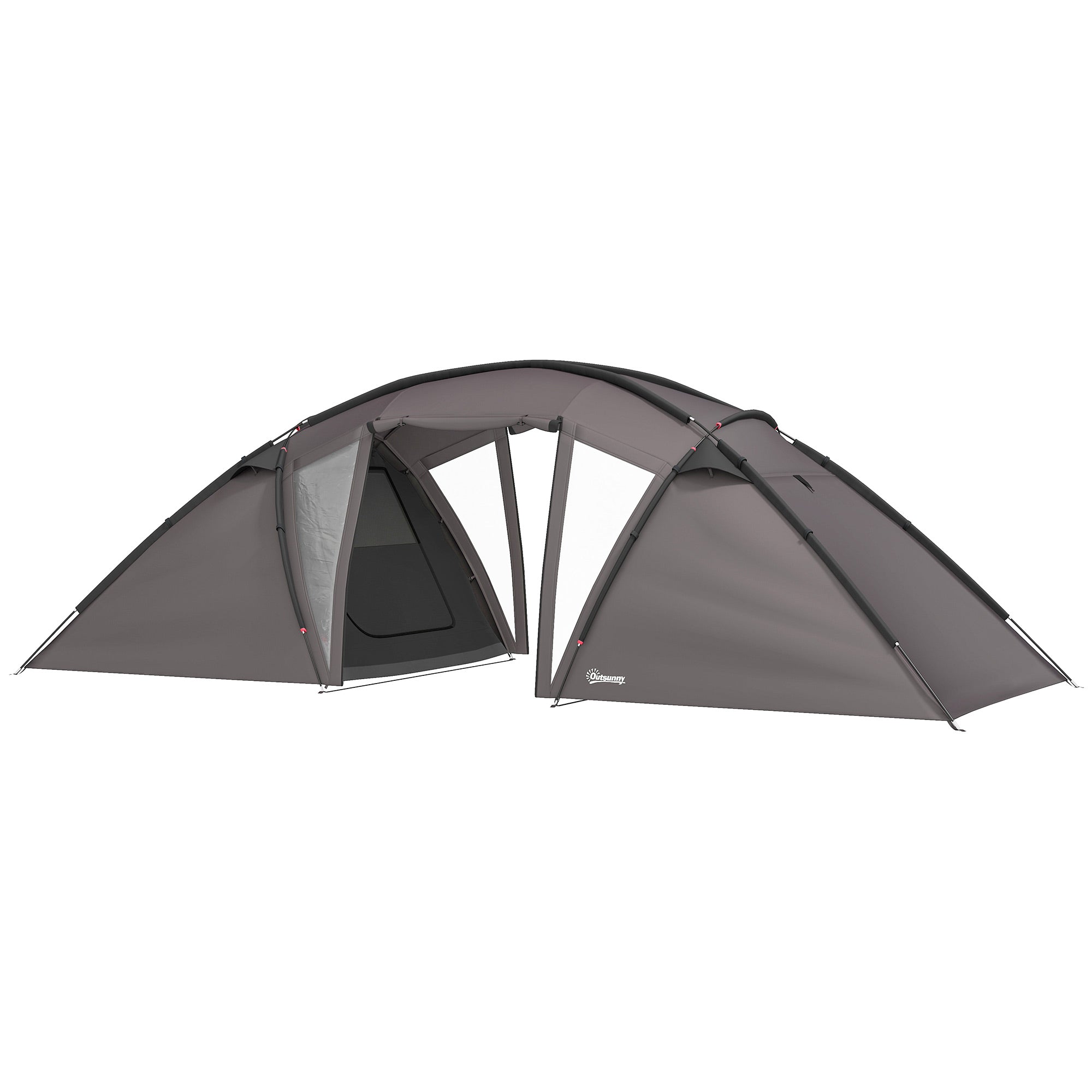 Family Camping Tent for 4-6 People, 3000mm Waterproof Tunnel Tent with 2 Doors, Windows, Carry Bag, Groundsheet for Camping Travel Hiking Garden, Black