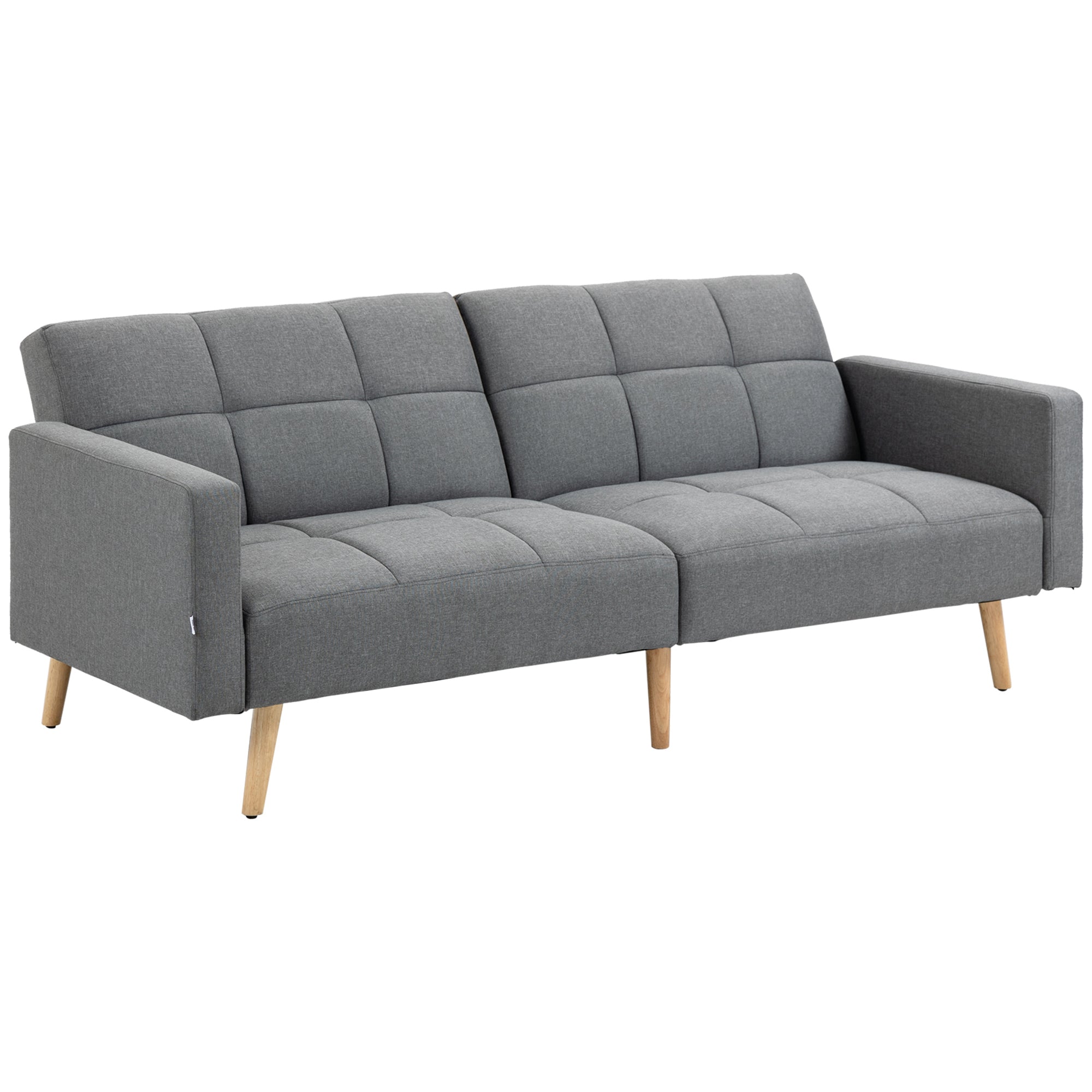 2 in 1 Sleeper Sofa 205 x 88 cm Sofa with Bed Function, Couch with Seat Cushion, Linen Look, Adjustable Backrest for Living Room, Bedroom, Gray