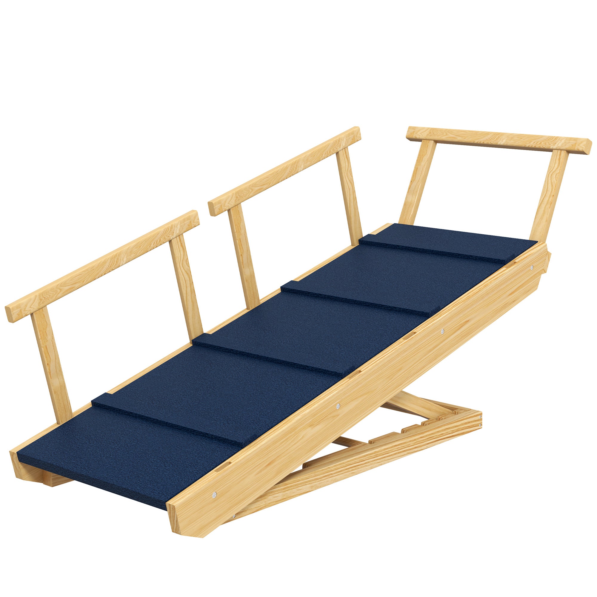 Dog Ramp Foldable Pet Ramp with Removable Railings, Non-Slip Dog Step Aid for Pets up to 40 kg, 85 x 40 x 78.5 cm, Natural