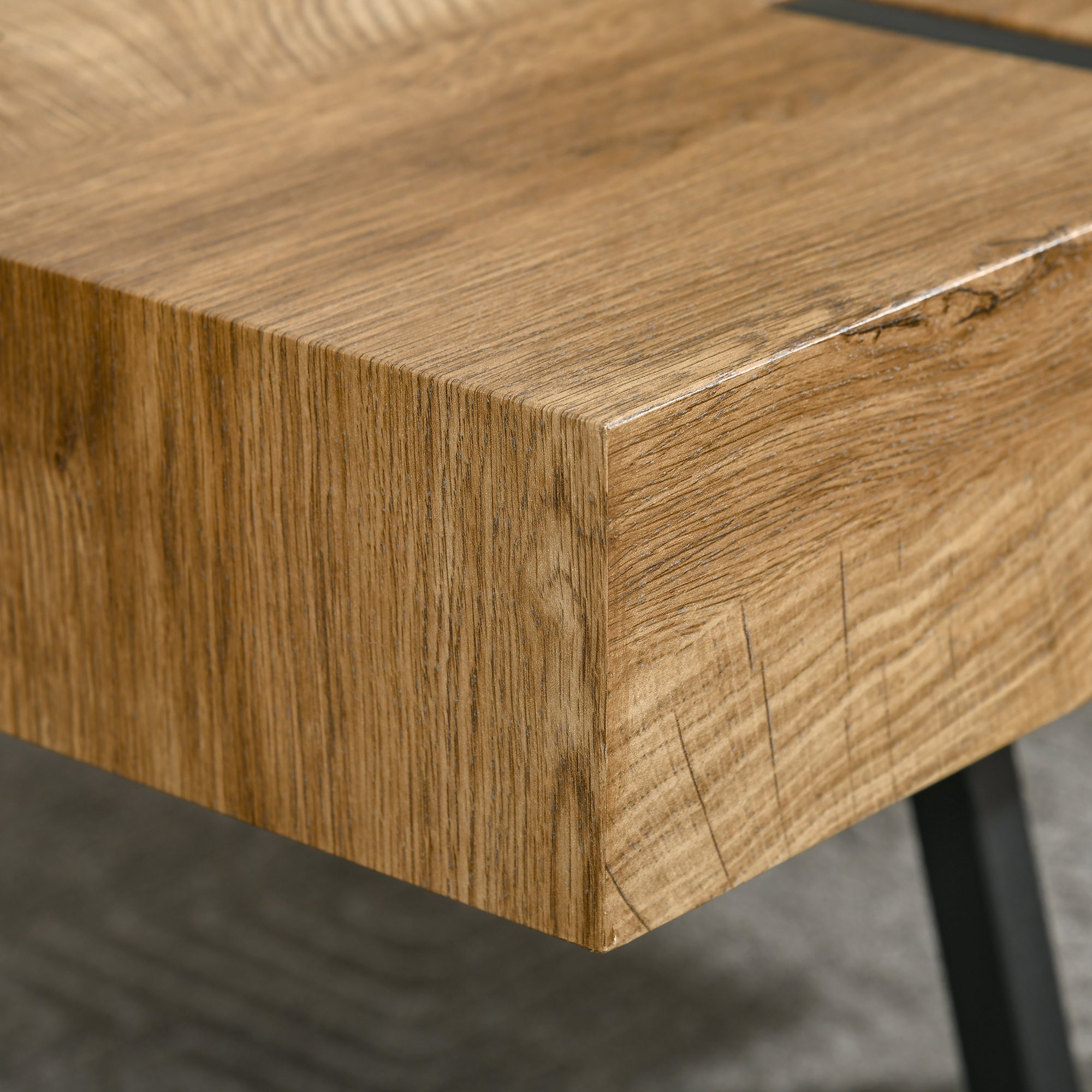 Rectangular Coffee Table Industrial Style Black Metal Hairpin Legs Old Beam Wood Look Tabletop