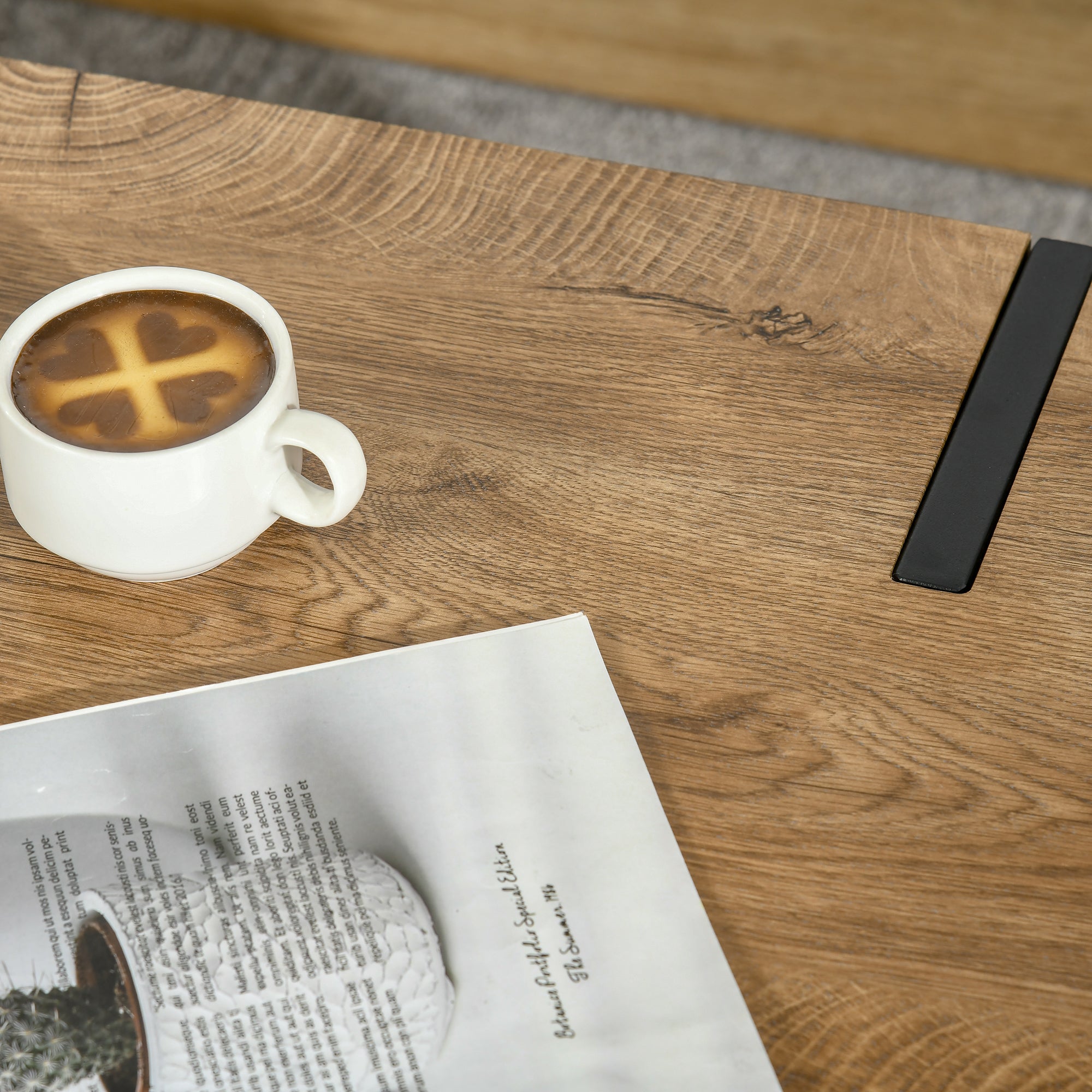 Rectangular Coffee Table Industrial Style Black Metal Hairpin Legs Old Beam Wood Look Tabletop