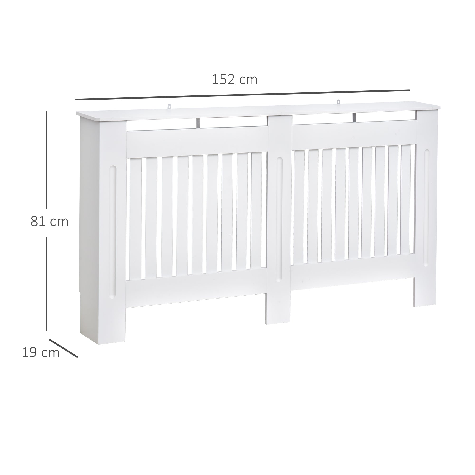 MDF Radiator Cover with Slats, Radiator Cover for Home and Office, 152x19x81 cm, White