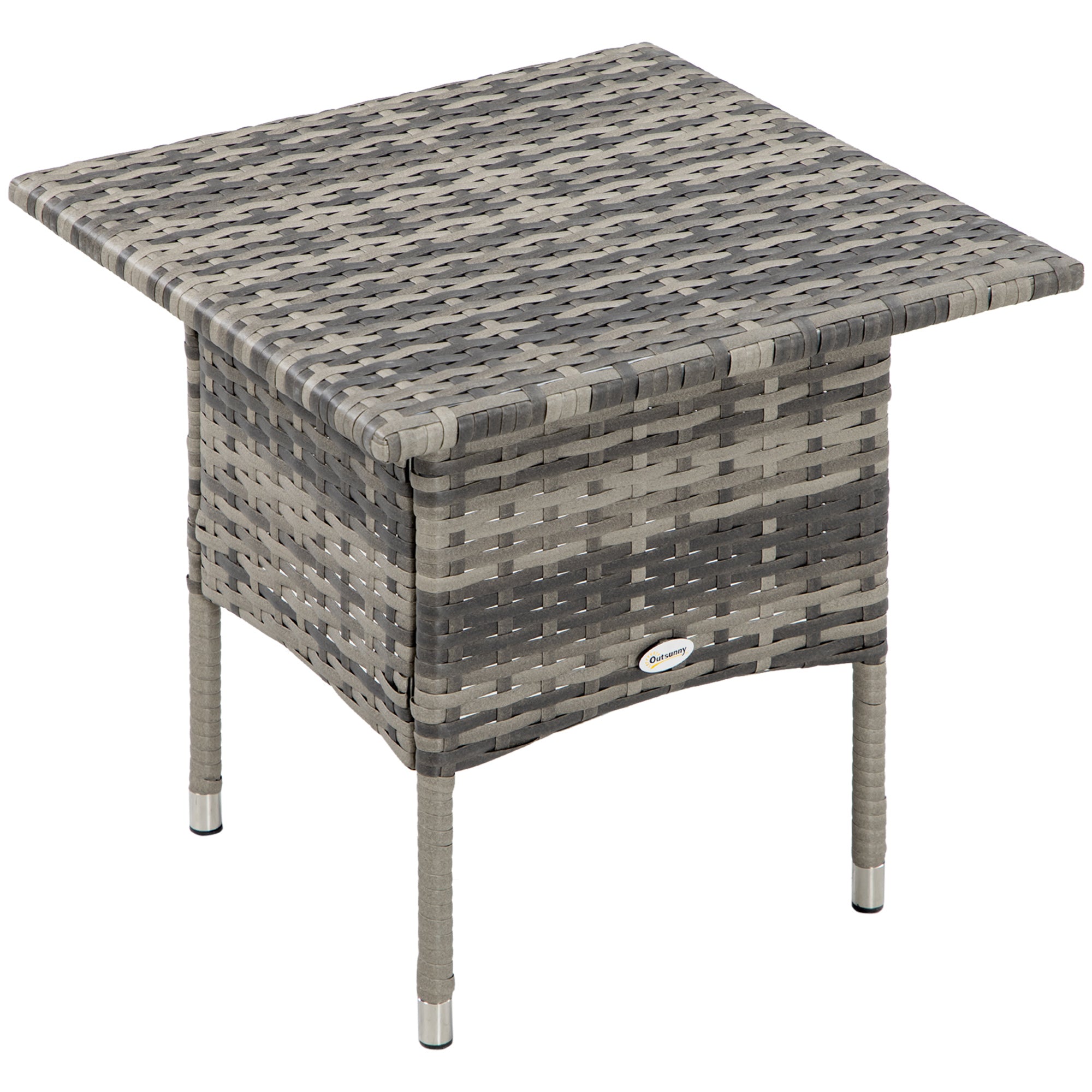 Cozy Chic Style Square Garden Side Coffee Table in Woven Resin - 50 x 50 x 47 cm Black