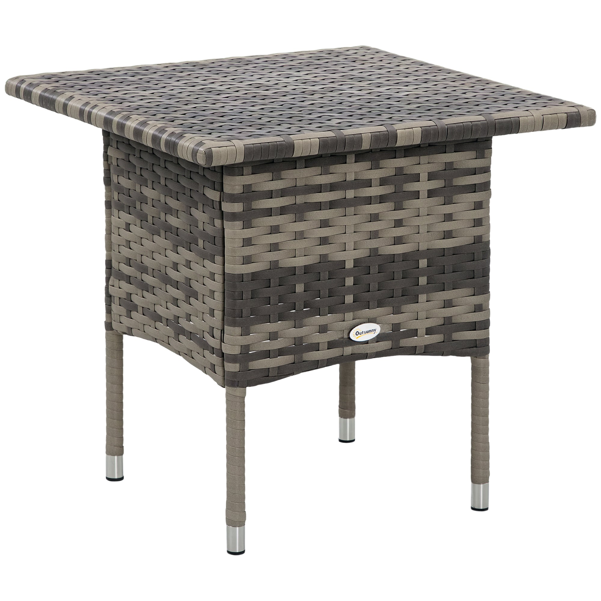Cozy Chic Style Square Garden Side Coffee Table in Woven Resin - 50 x 50 x 47 cm Black