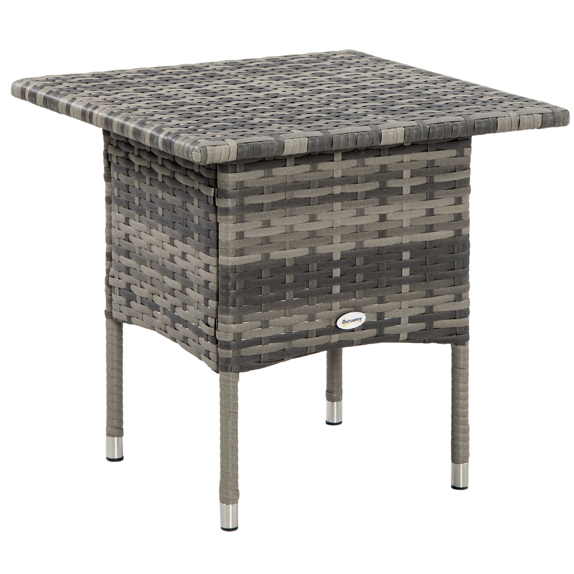 Cozy Chic Style Square Garden Side Coffee Table in Woven Resin - 50 x 50 x 47 cm Black