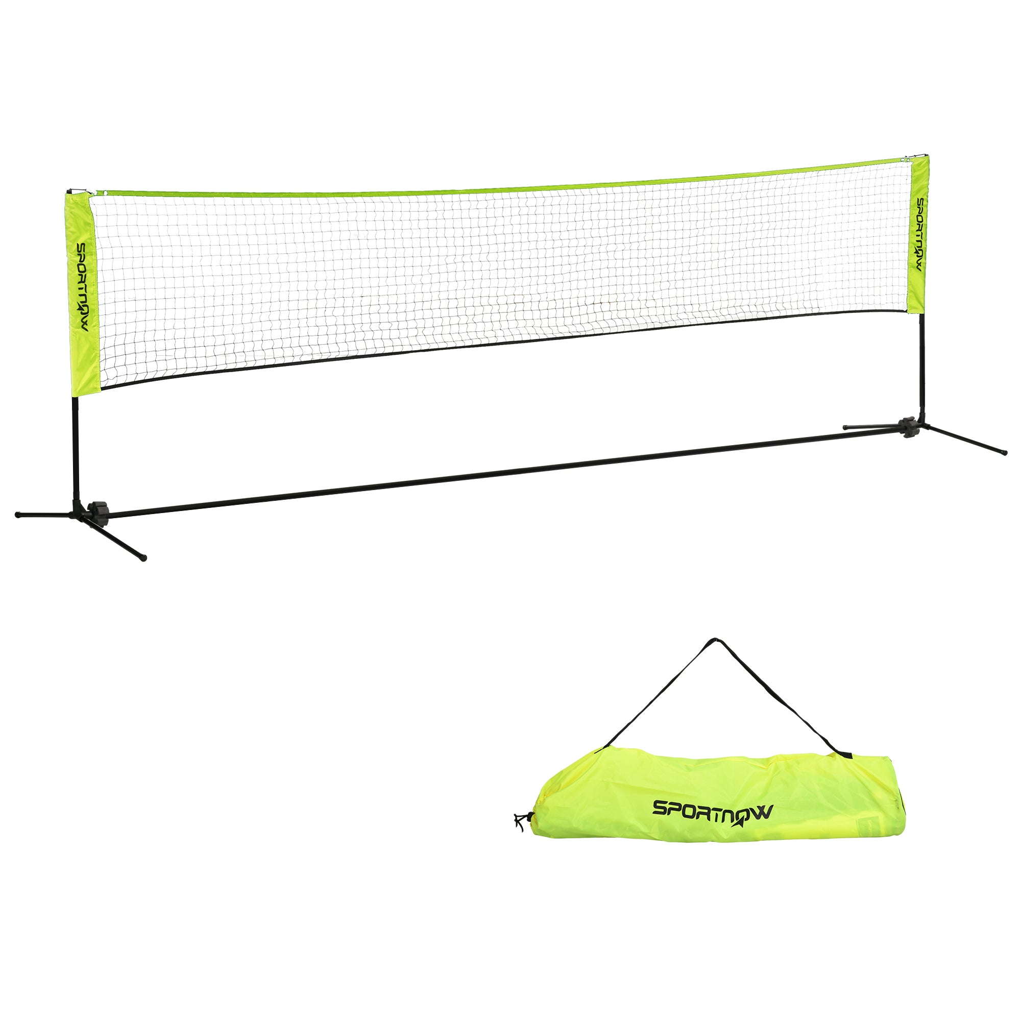 SPORTNOW Badminton Net Set Foldable Volleyball Net, 103/120/155H cm Height Adjustable Shuttlecock Net Tennis Net with Carrying Bag Indoor Outdoor, Metal Polyester Yellow