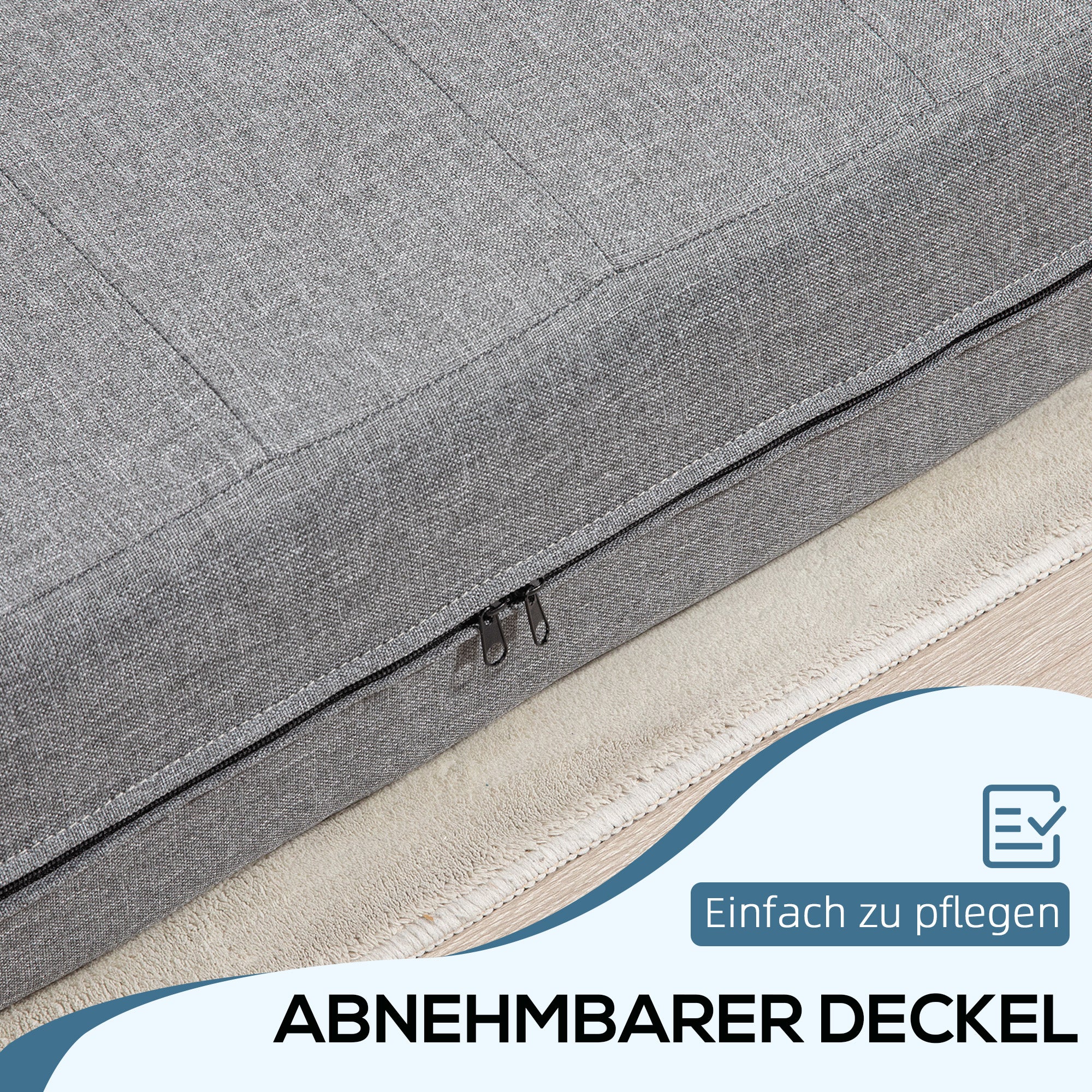 Floor Sofa 2-in-1 Foldable Sleeper Sofa with Linen Look, for 2 Persons, Padded Sofa Bed up to 250 kg Load Capacity for Living Room, Bedroom, Gray