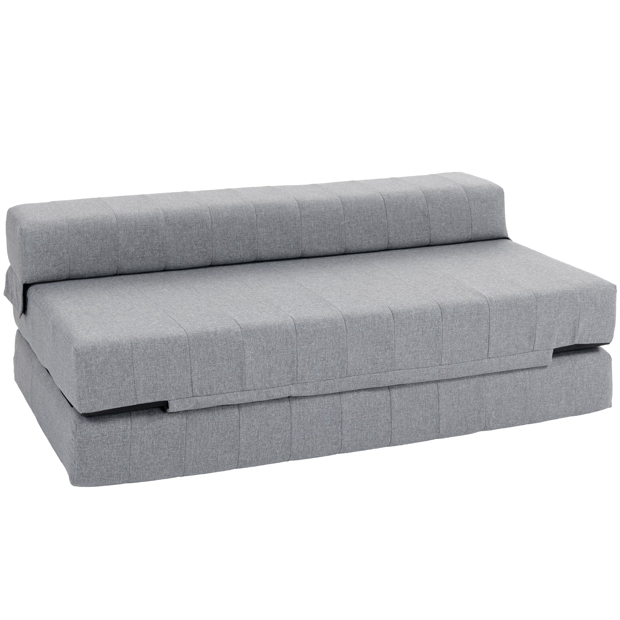 Floor Sofa 2-in-1 Foldable Sleeper Sofa with Linen Look, for 2 Persons, Padded Sofa Bed up to 250 kg Load Capacity for Living Room, Bedroom, Gray