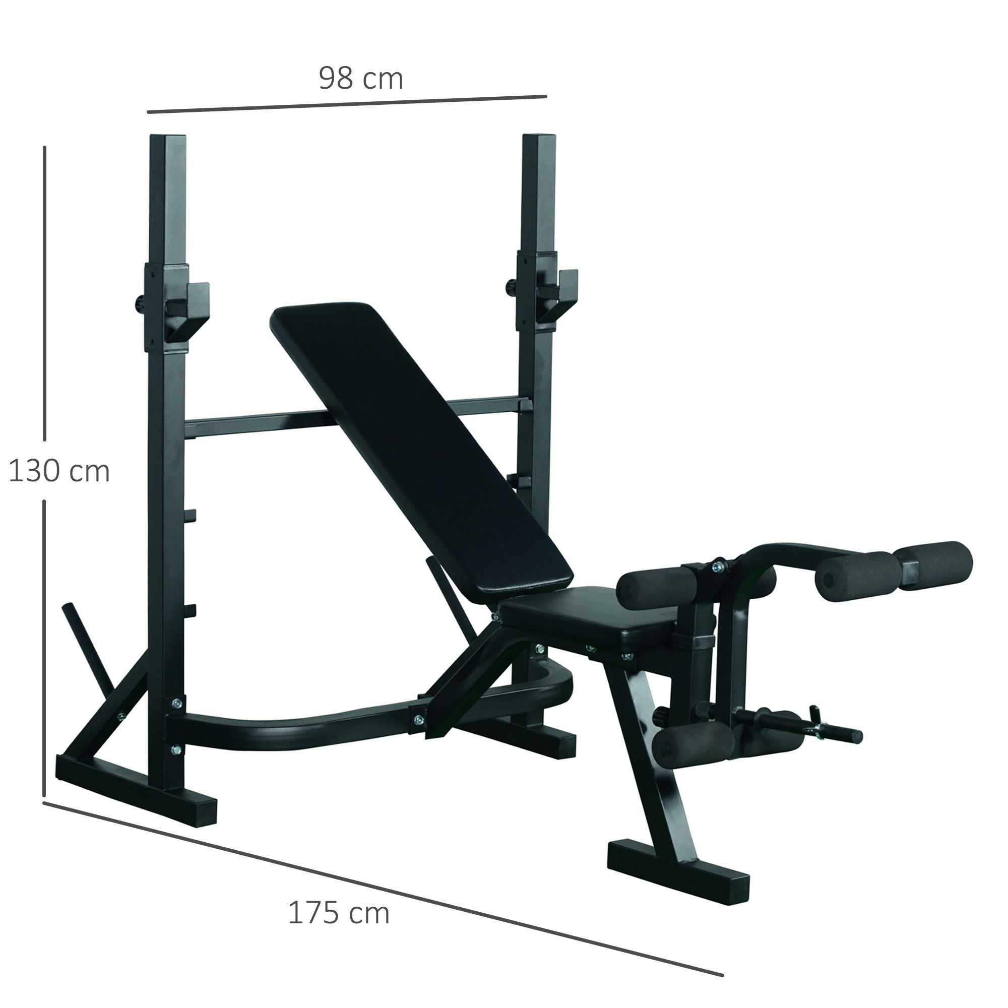 Weight Bench Multifunctional Weight Bench with 3-Level Adjustable Height for Full Body Fitness Training 175x98x130 cm Black
