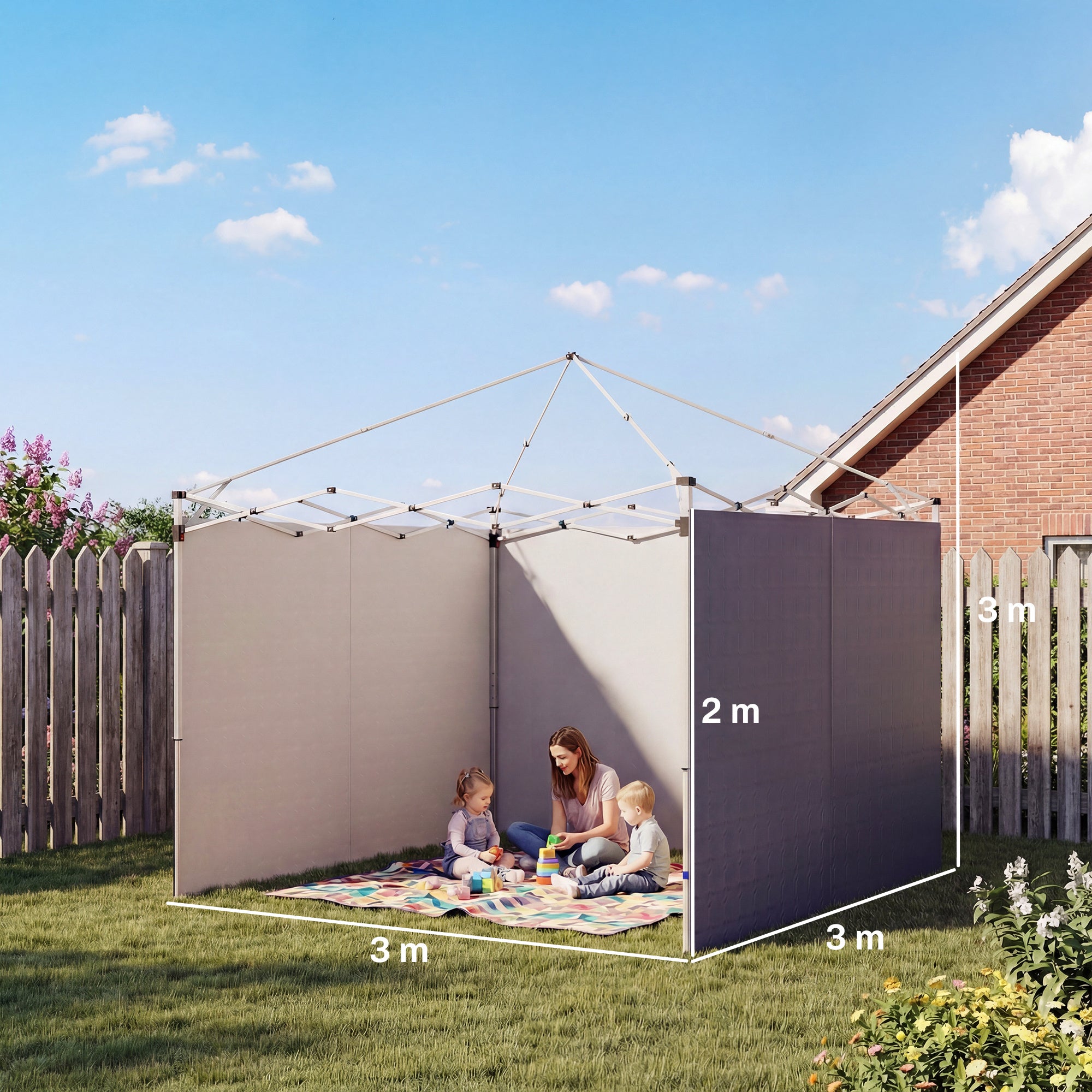 3-Piece Side Panels for 3 x 3 m Gazebo (10 x 10 ft) — Zippered, UPF50+, Water-Resistant Oxford Fabric, Privacy & Wind Panels, Dark Blue