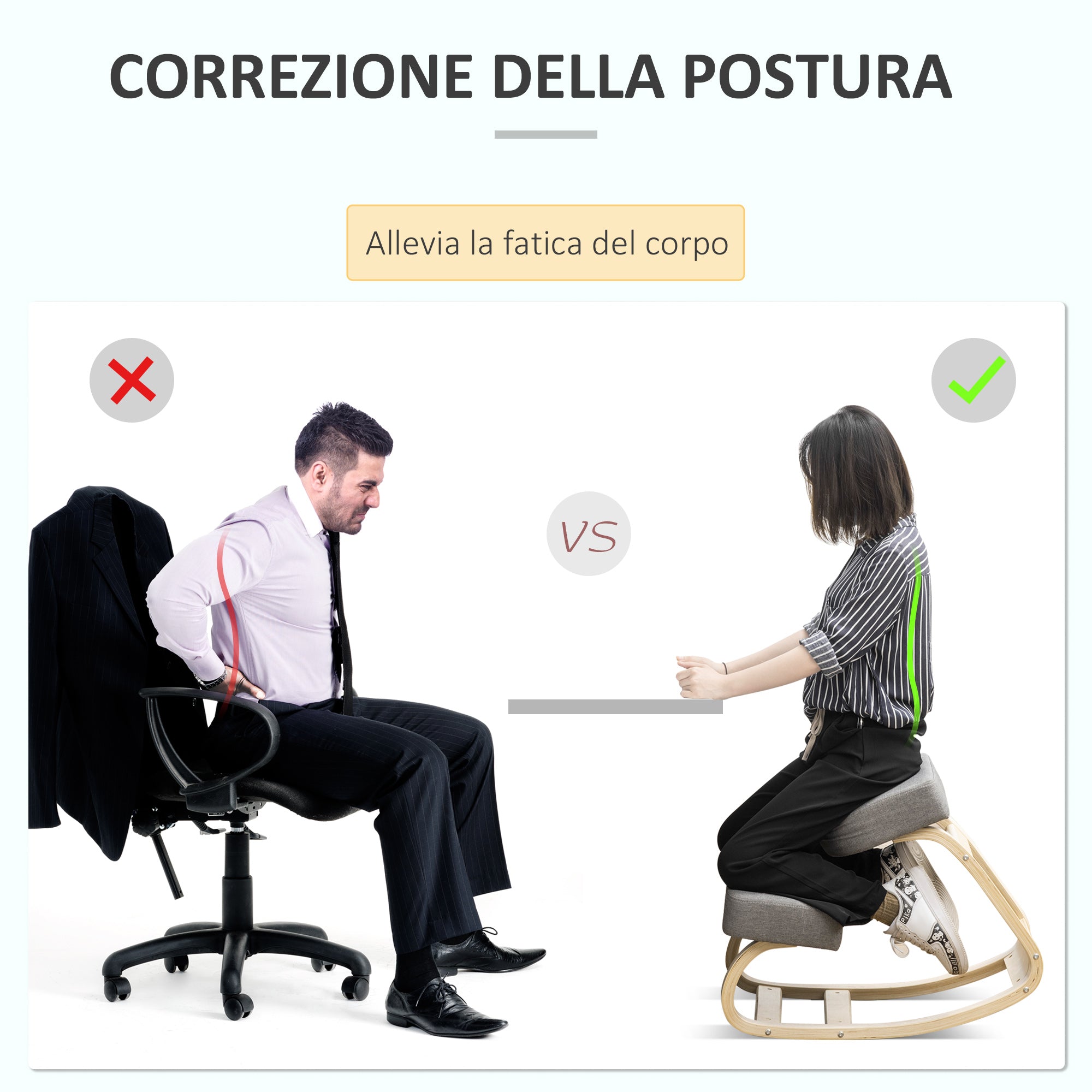 Ergonomic Kneeling Chair in Birch Wood, Posture Chair with Foam and Polyester Cushion for Home and Office, Gray