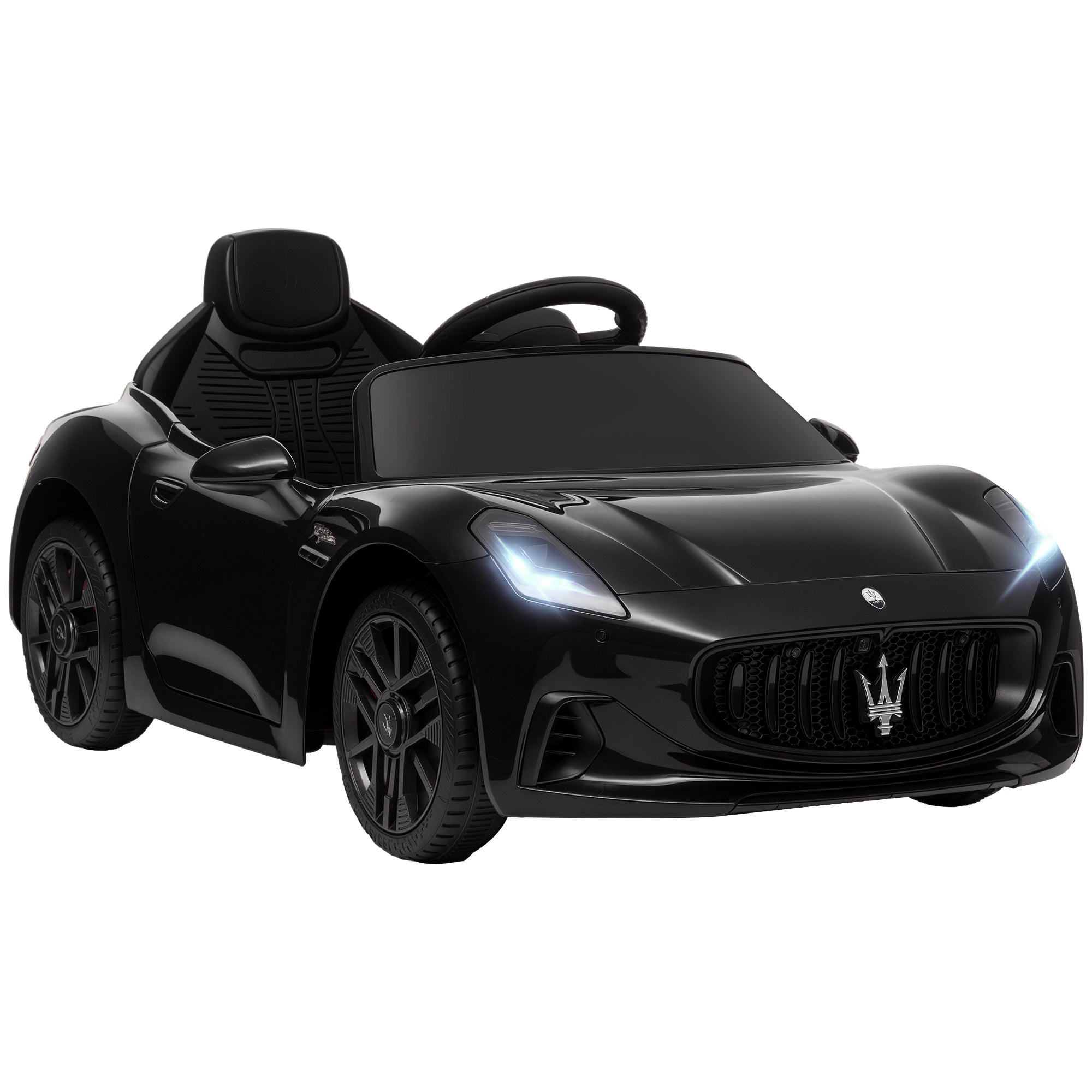 Licensed Maserati Gran Turismo Folgore Kids Electric Car, 12V Electric Vehicle with 2.4G Remote Control, LED Headlights, Music, Horn, MP3, Children's Car for 3-5 Years Old, Black