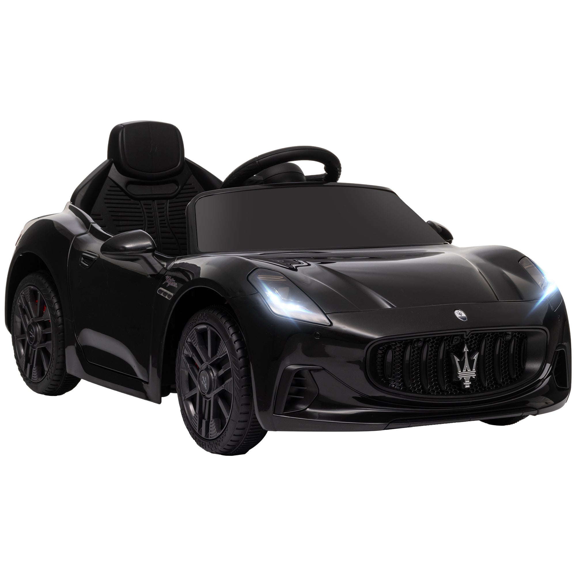 Licensed Maserati Gran Turismo Folgore Kids Electric Car, 12V Electric Vehicle with 2.4G Remote Control, LED Headlights, Music, Horn, MP3, Children's Car for 3-5 Years Old, Black