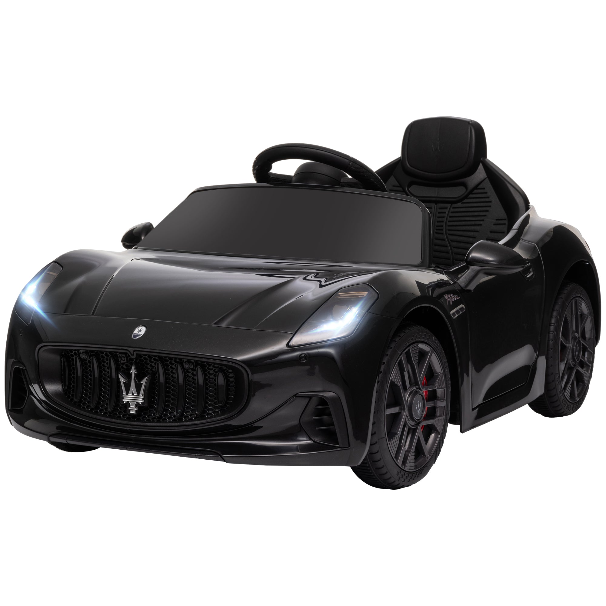 Licensed Maserati Gran Turismo Folgore Kids Electric Car, 12V Electric Vehicle with 2.4G Remote Control, LED Headlights, Music, Horn, MP3, Children's Car for 3-5 Years Old, Black
