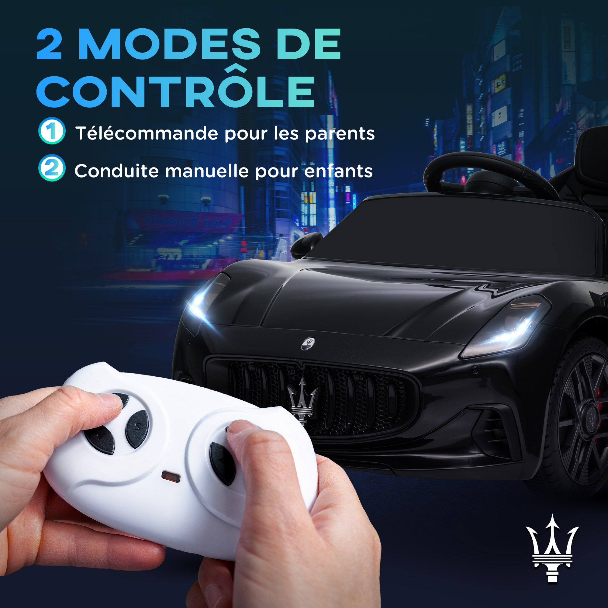 Licensed Maserati Gran Turismo Folgore Kids Electric Car, 12V Electric Vehicle with 2.4G Remote Control, LED Headlights, Music, Horn, MP3, Children's Car for 3-5 Years Old, Black