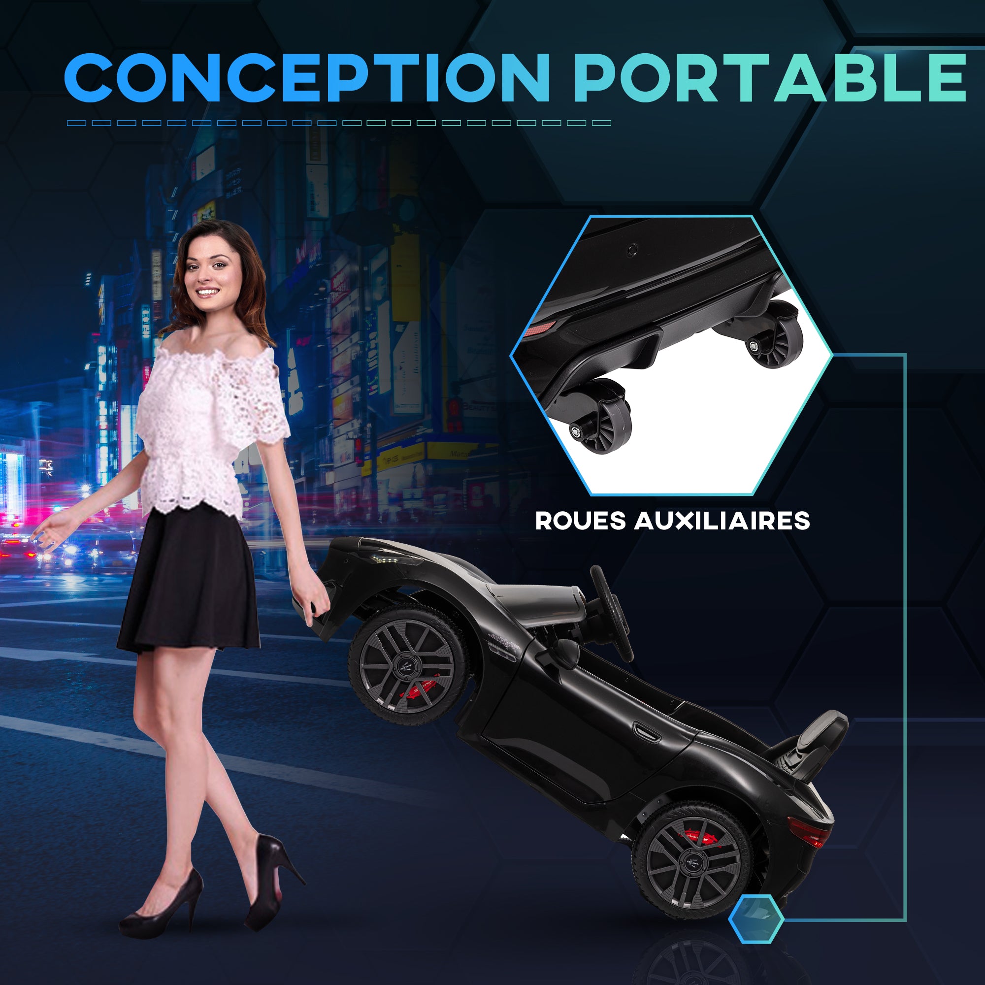 Licensed Maserati Gran Turismo Folgore Kids Electric Car, 12V Electric Vehicle with 2.4G Remote Control, LED Headlights, Music, Horn, MP3, Children's Car for 3-5 Years Old, Black