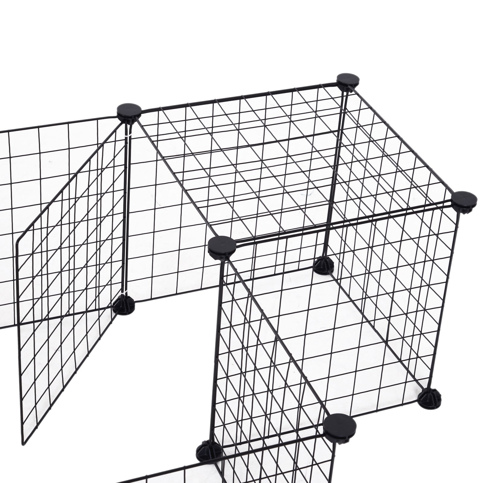Grid Pen Playpen for Small Animals Playpen Small Animal Cage Metal Grid Flexible Adjustable Black 106 x 73 x 36 cm