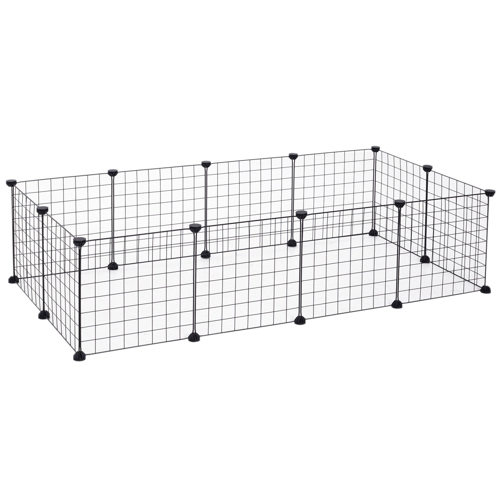 Grid Pen Playpen for Small Animals Playpen Small Animal Cage Metal Grid Flexible Adjustable Black 106 x 73 x 36 cm