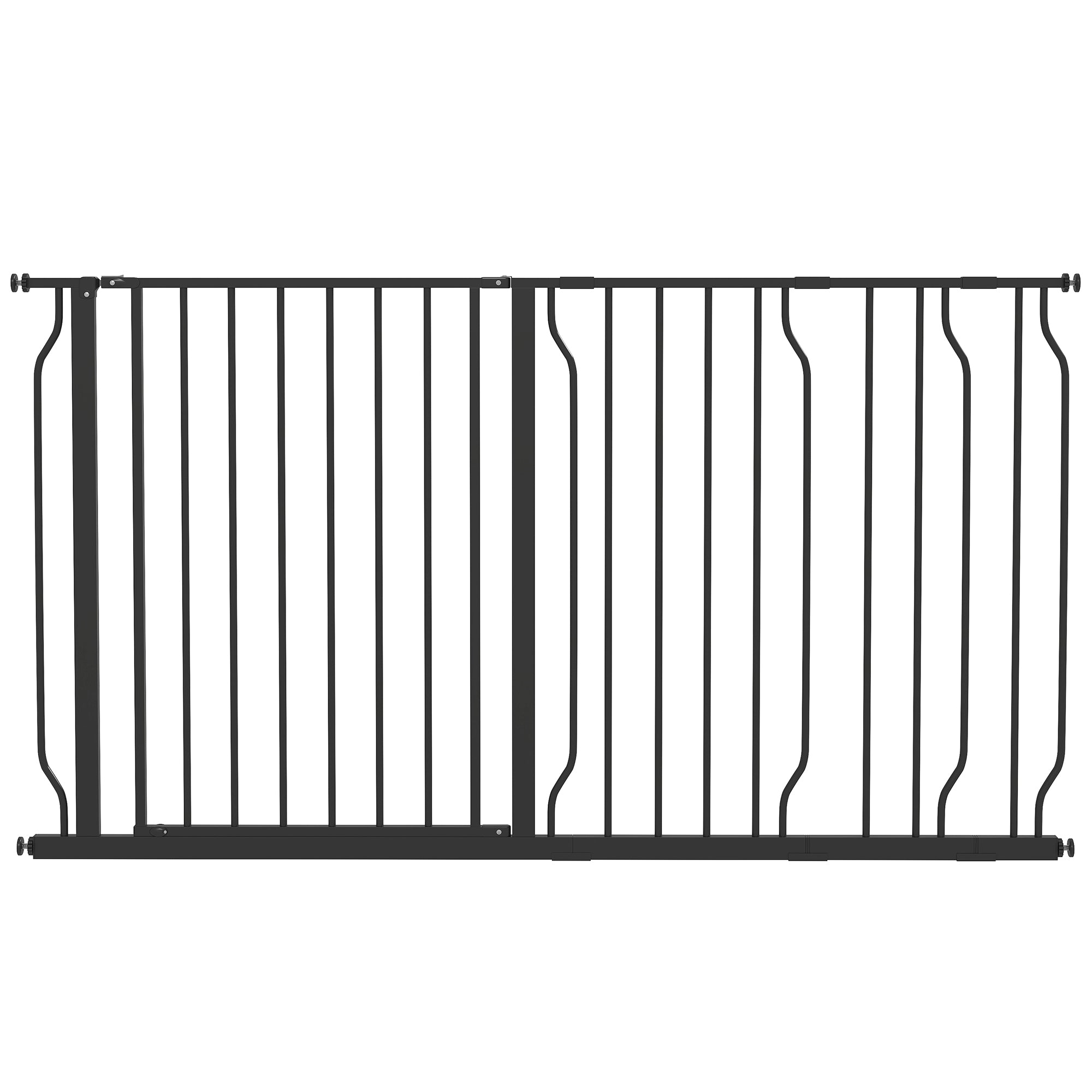 Door Guard Stair Gate with 10/20 cm Extension Door Gate without Drilling Stair Gate for Widths 75-145 cm Swiveling on Both Sides Steel Black