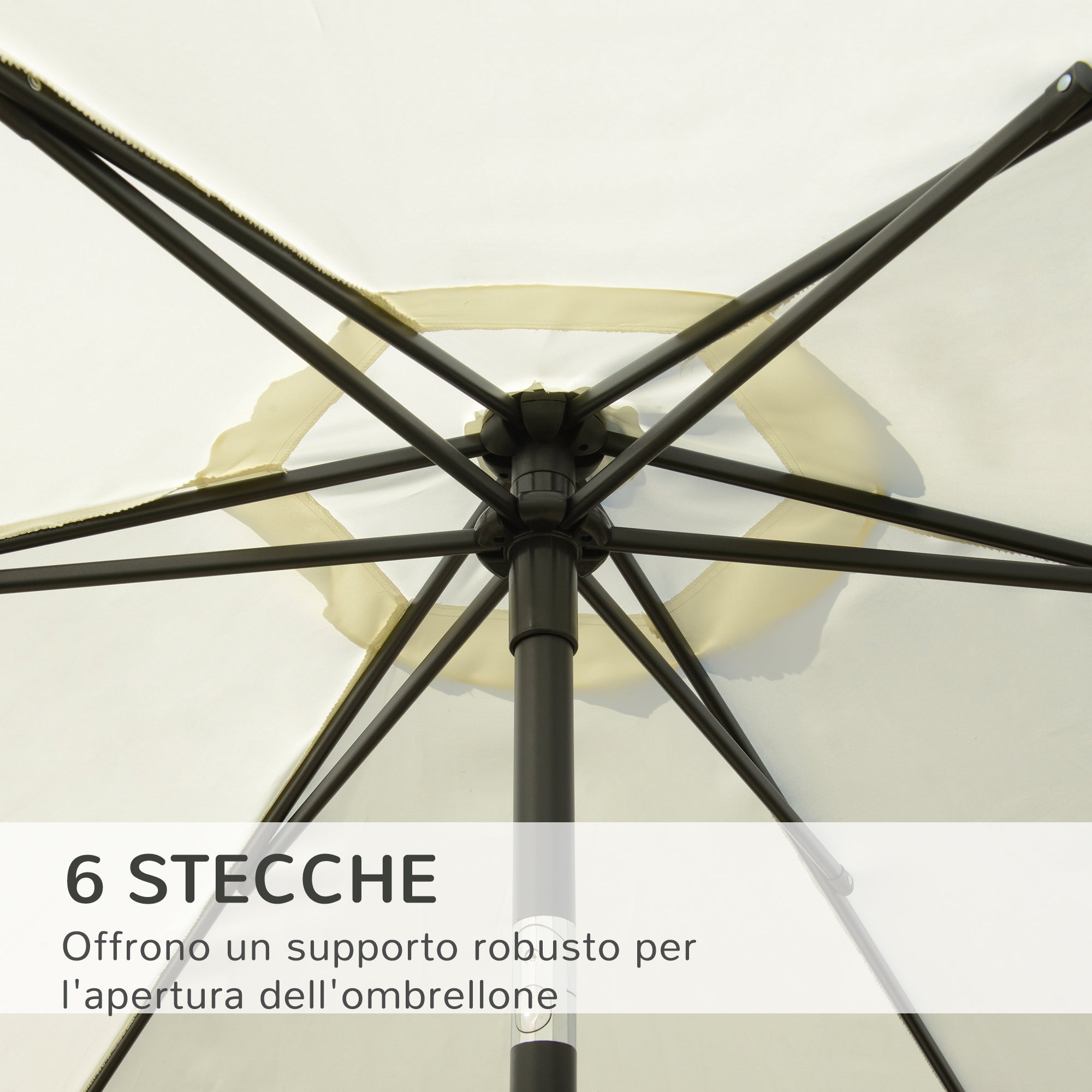 Garden Umbrella 2.6x2.5 m Anti-UV Protection 30+ with Tilt Head, Aluminum Pole and 6 Ribs, Cream White