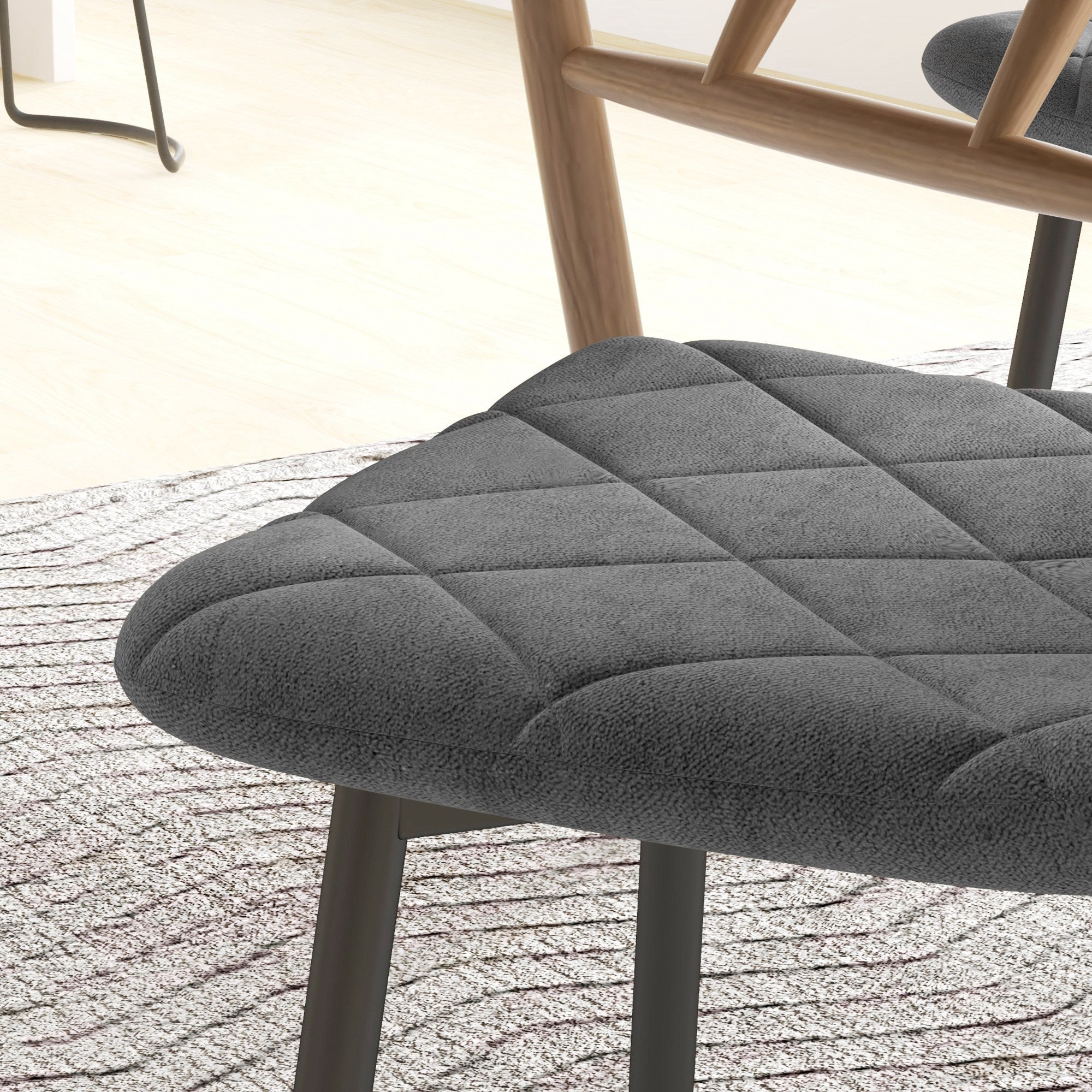 Set of 4 Modern Dining Chairs Upholstered in Velvet with Steel Legs for Living Room 45x54x87 cm Gray