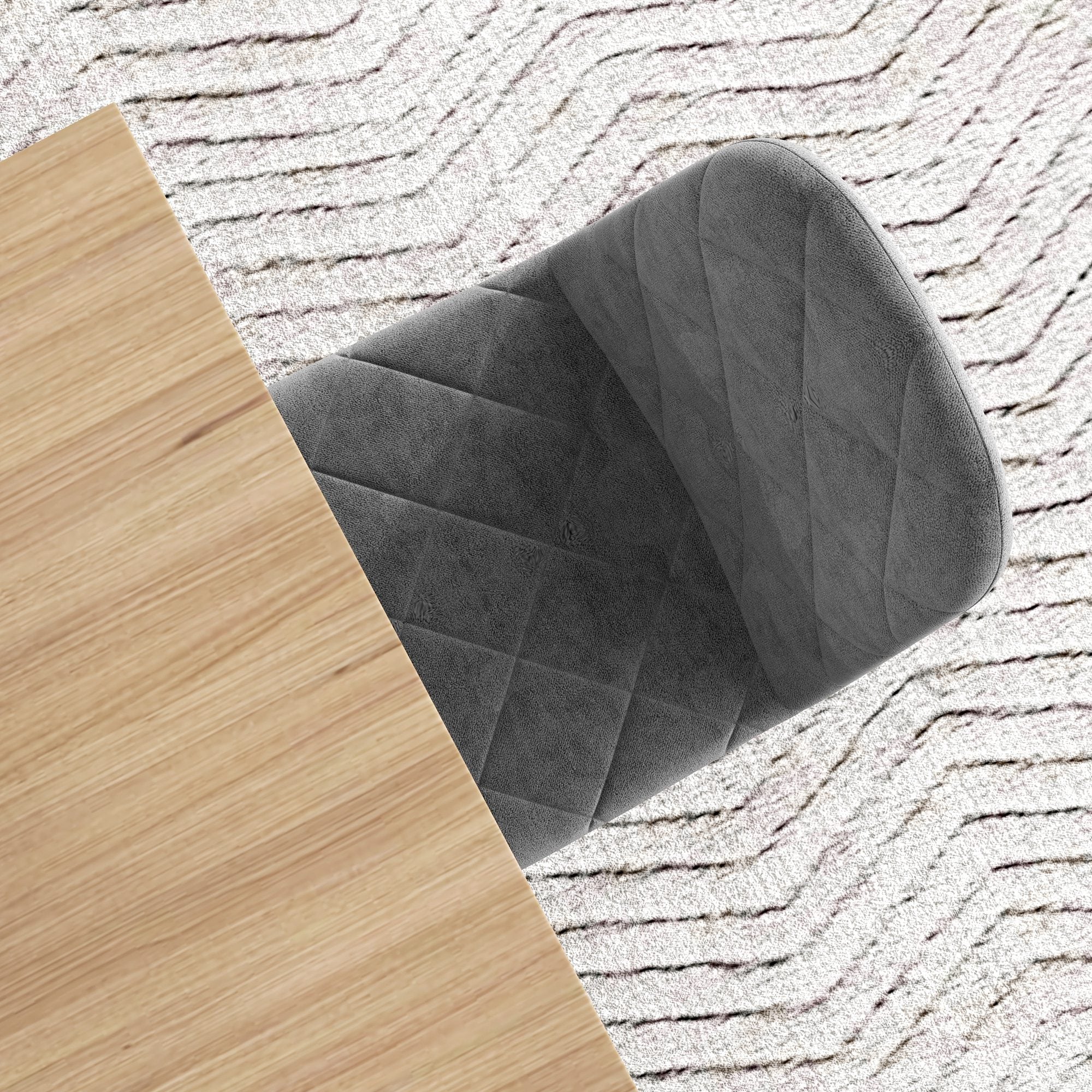 Set of 4 Modern Dining Chairs Upholstered in Velvet with Steel Legs for Living Room 45x54x87 cm Gray