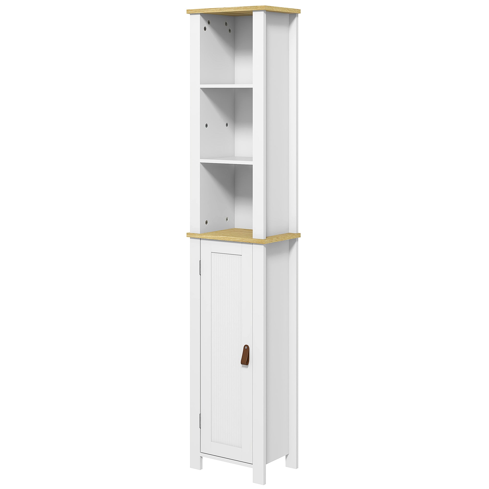 White Bathroom Column Cabinet High Toilet Cupboard with 3 Adjustable Shelves 34 x 23 x 165 cm