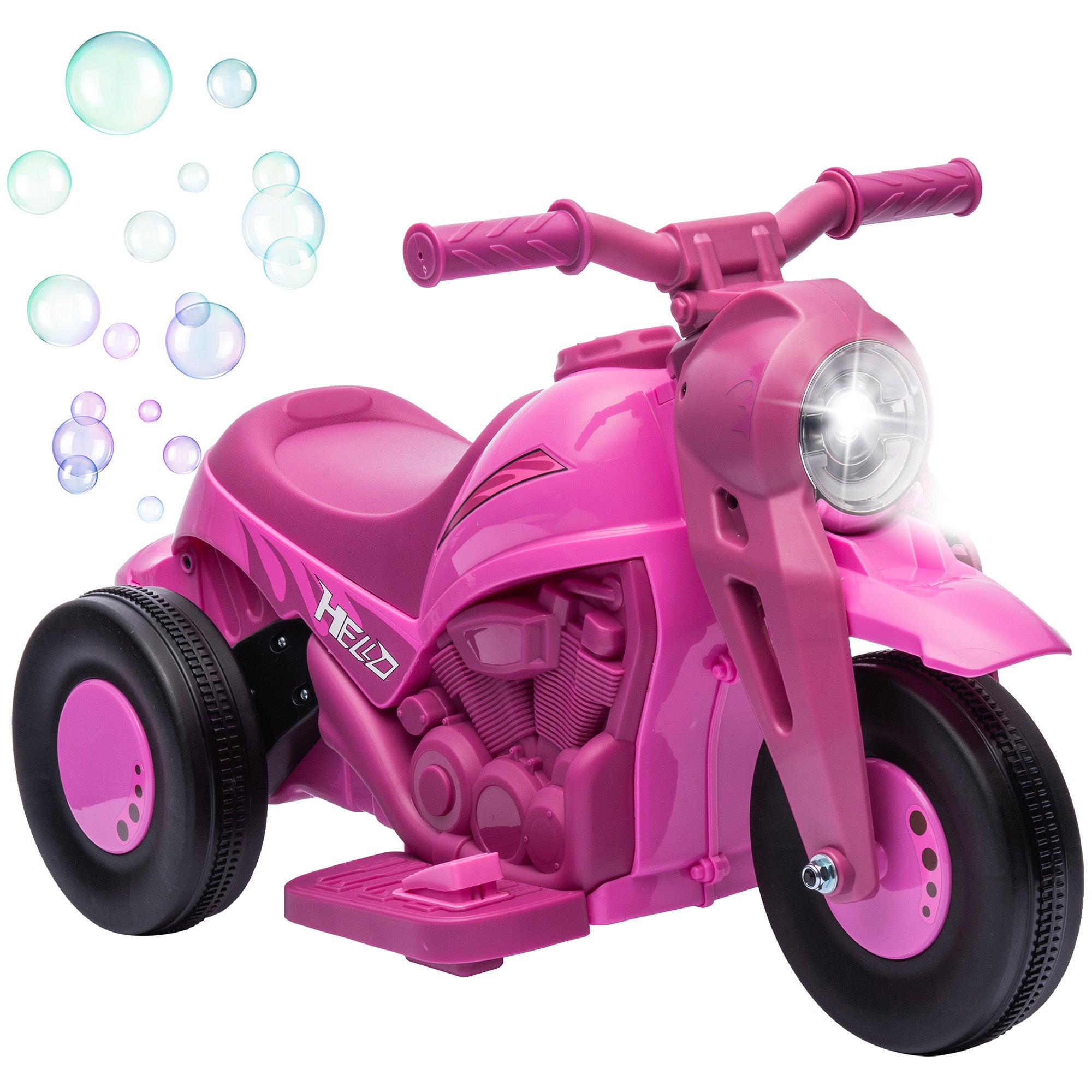 Electric Motorcycle for Kids, 3 Wheels, 6V, 3 km/h, Electric Bubble Car for Kids with Light and Sound Effects, Ages 2-5, Max Load 30 kg, Pink