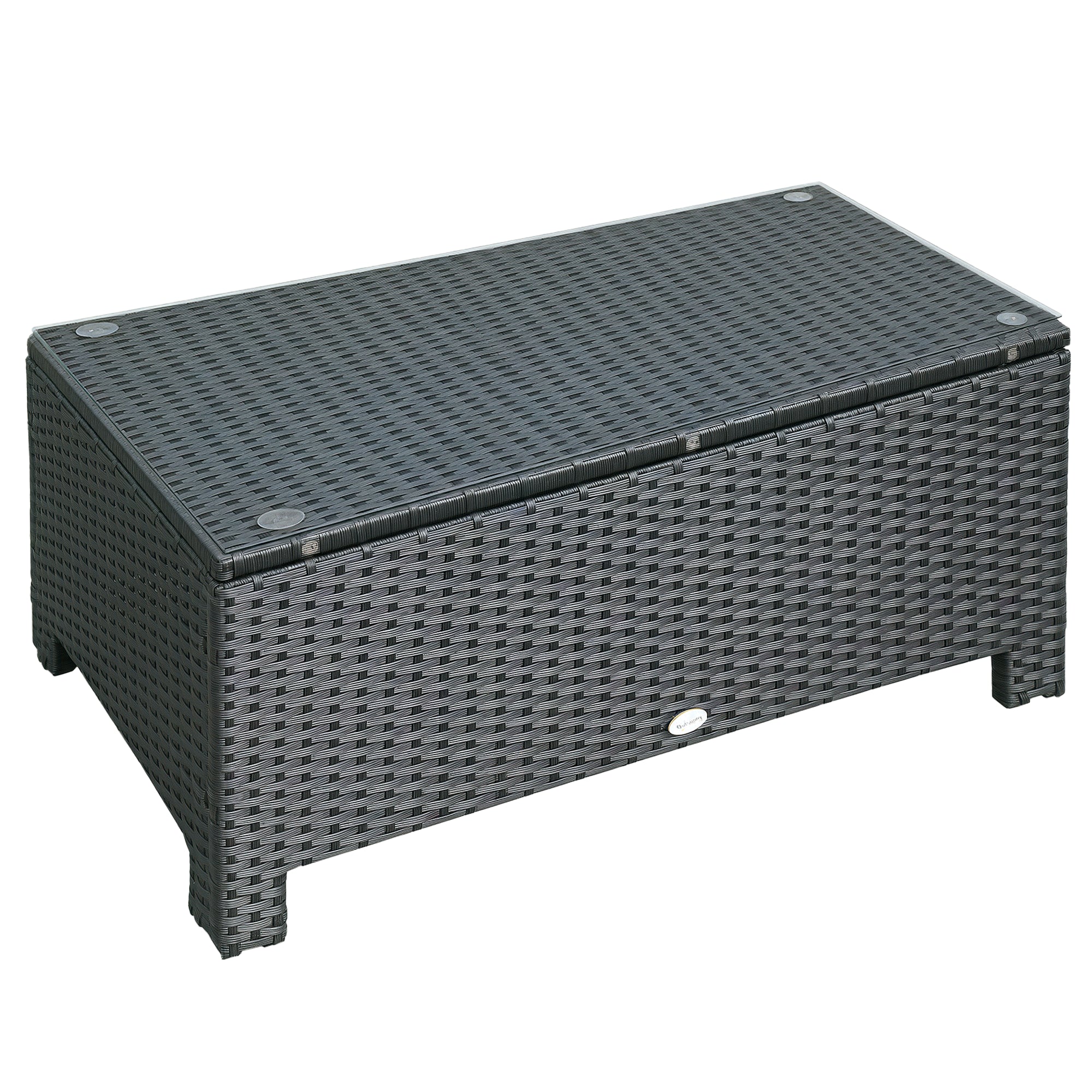 Garden Side Table Coffee Table Patio Table Balcony Table Poly Rattan Black 85 x 50 x 39 cm