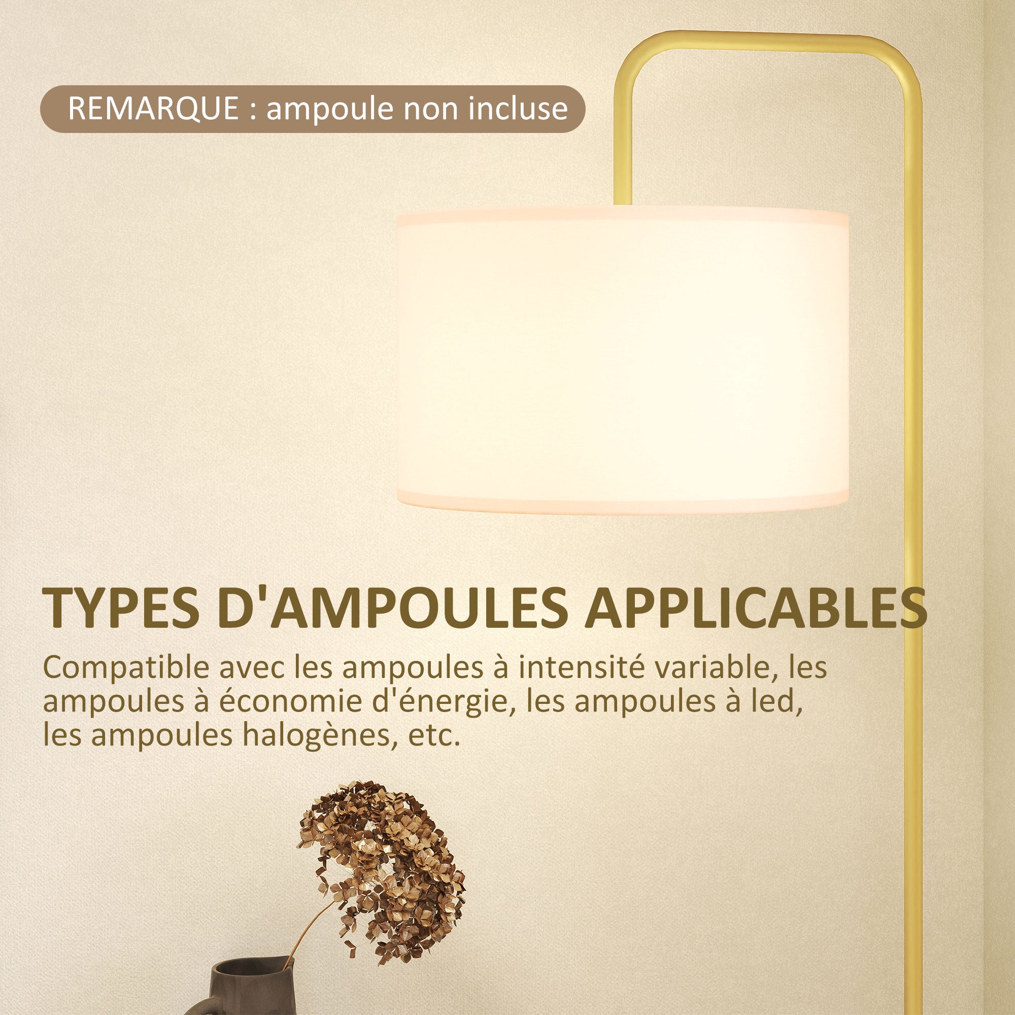 Modern Style Floor Lamp Floor Lamp with Linen Lampshade and Switch for Living Room and Bedroom 163.5 cm Gold and White