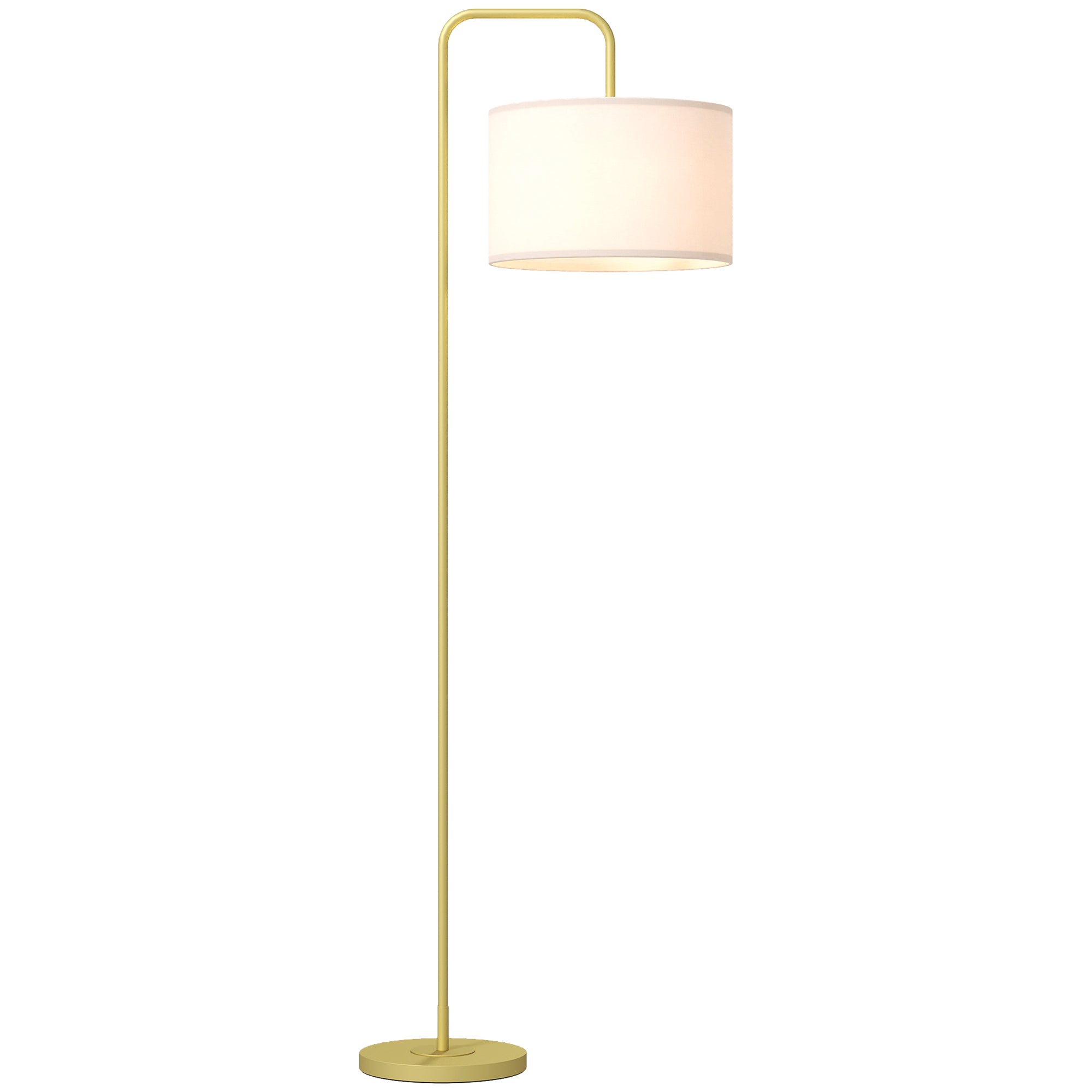 Modern Style Floor Lamp Floor Lamp with Linen Lampshade and Switch for Living Room and Bedroom 163.5 cm Gold and White