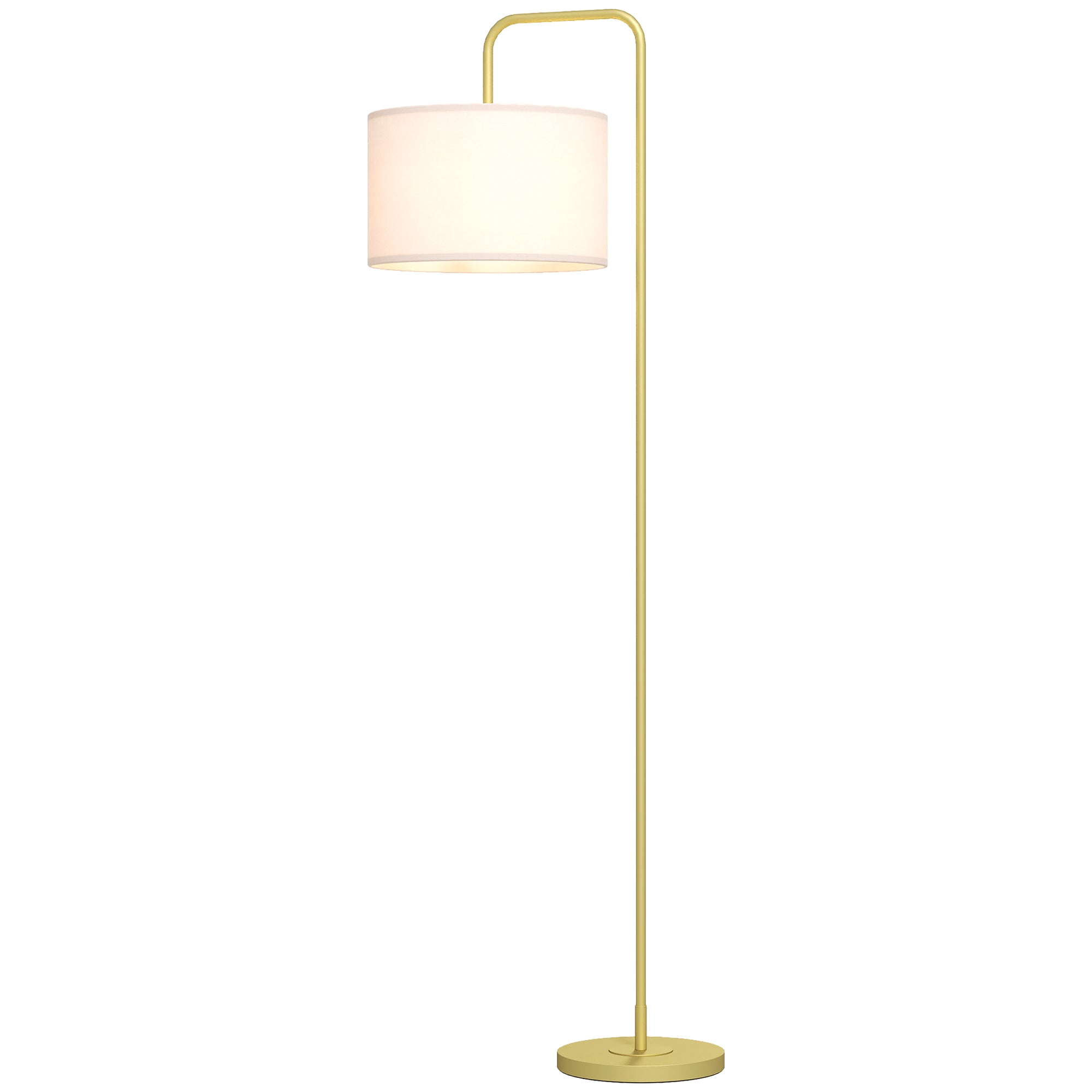 Modern Style Floor Lamp Floor Lamp with Linen Lampshade and Switch for Living Room and Bedroom 163.5 cm Gold and White