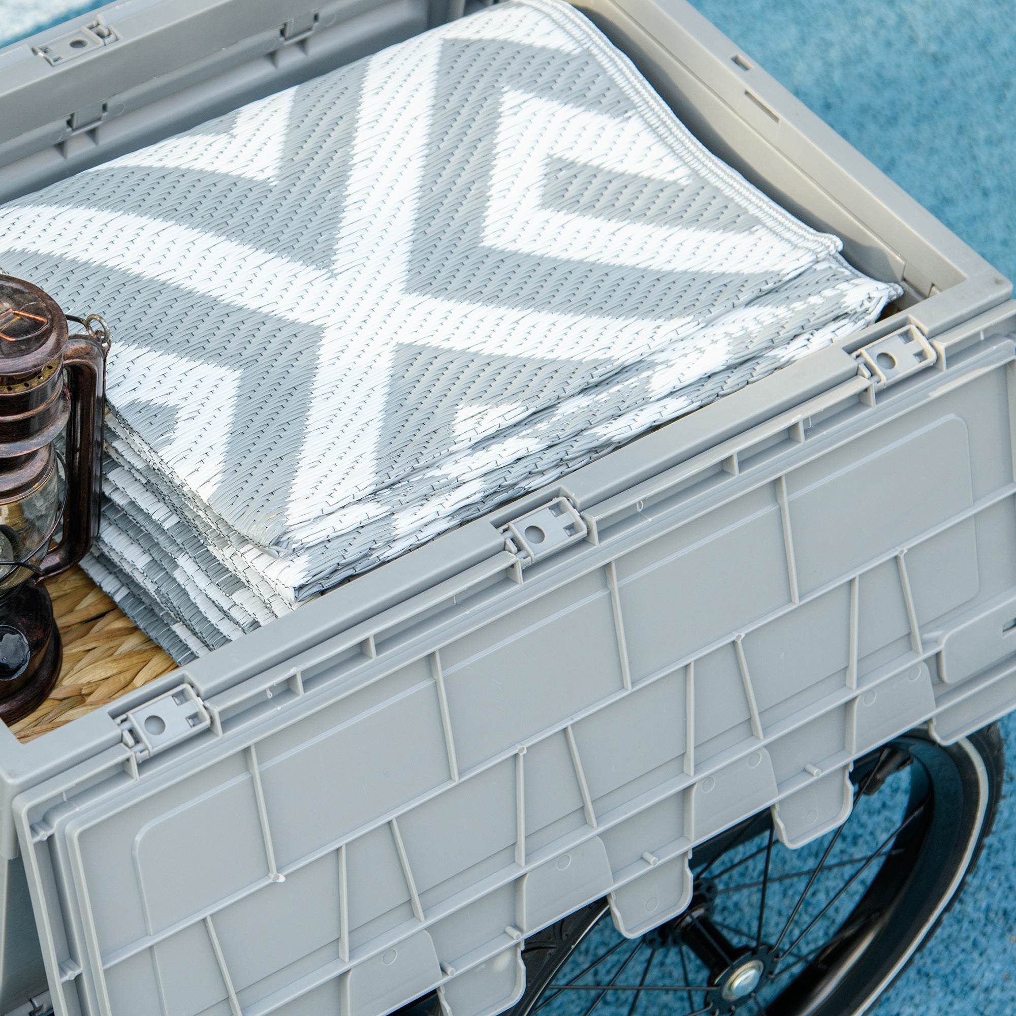 Bike Trailer with Removable and Foldable 65L Storage Box, Puncture-Proof Wheels and Safety Reflectors, Maximum Load 40KG, Gray