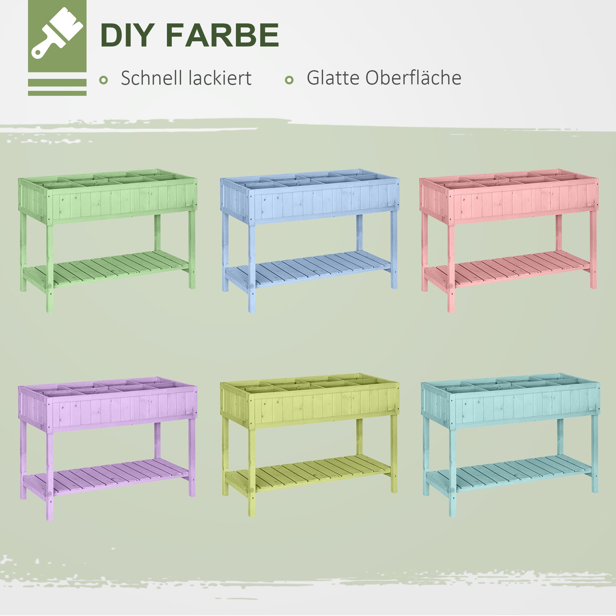 Planting Table Raised Bed Planter Box Propagation Table 8 Compartments with Drainage Shelf Solid Pine Wood Natural 120 x 60 x 81 cm